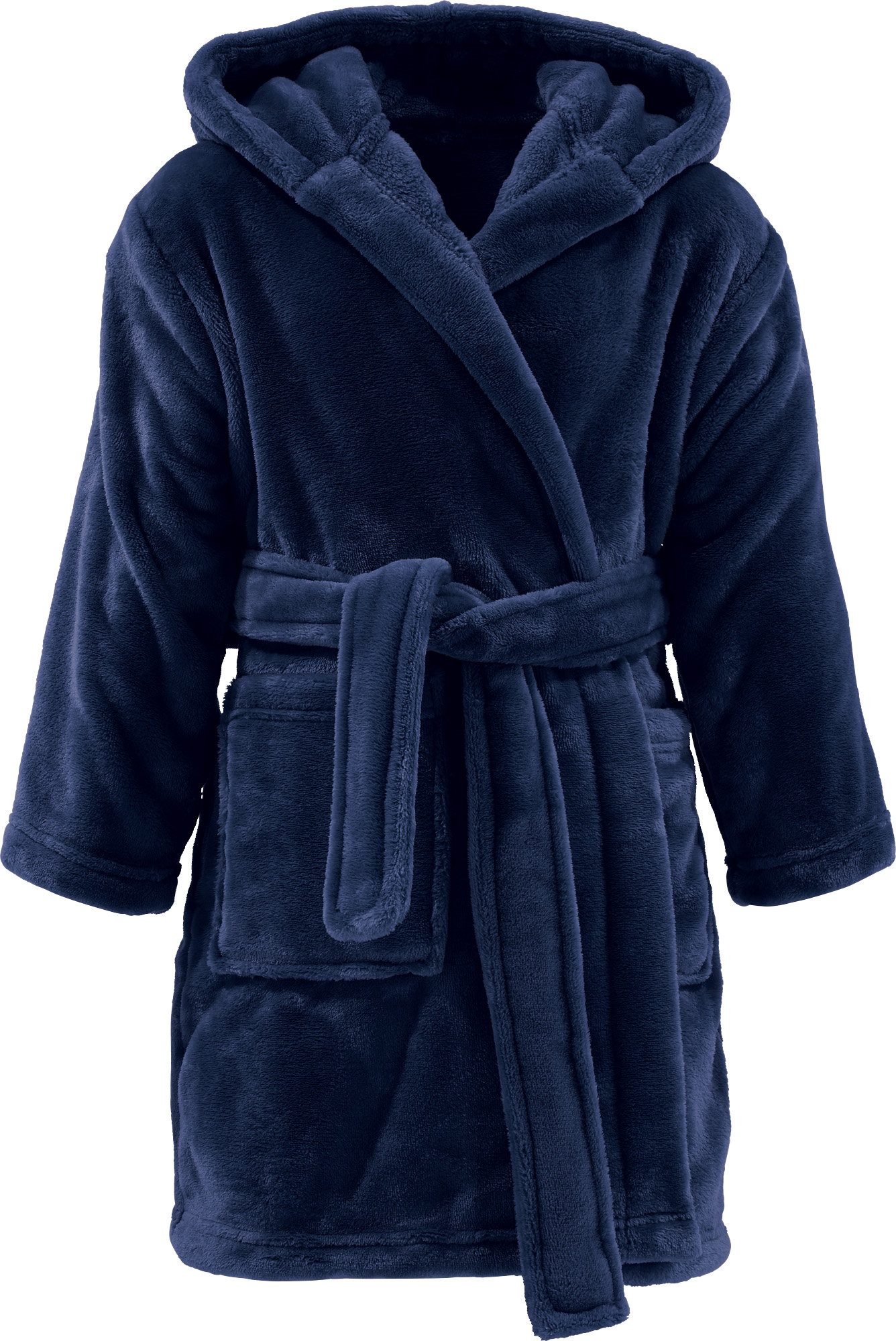 REDBEST Kinderbademantel Kinder-Bademantel "Perris" mit Kapuze, Rückenlänge: 63 cm, Fleece, mit Kapuze/mit Aufsatztasche:, default, Fleece Uni