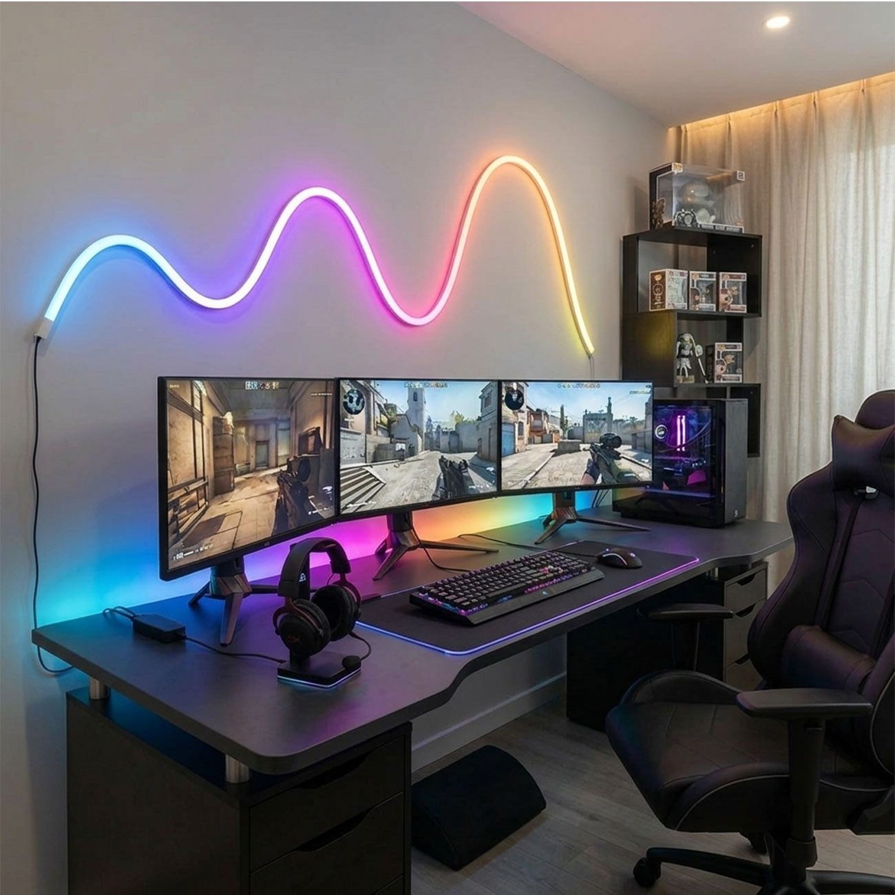 Denver LED-Streifen RGB-LED-Streifen (5m): Tuya, Alexa & Google Home, Traumfarbe & dimmbar