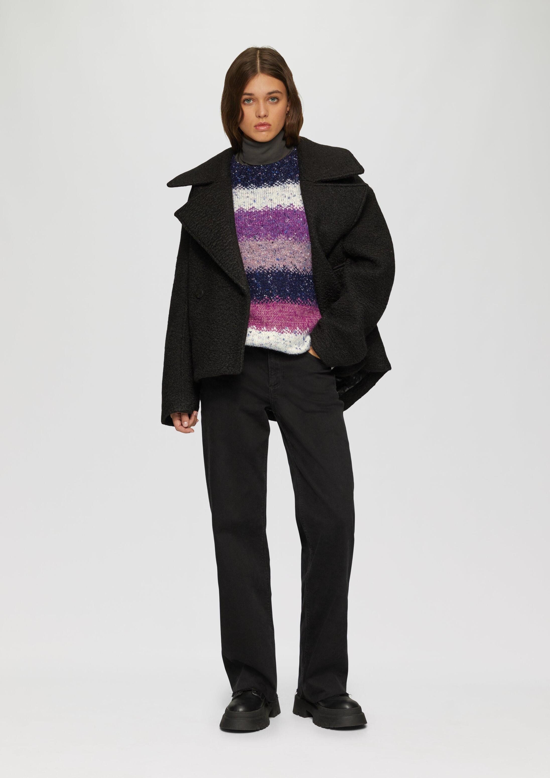 QS Longpullover Strickpullover Oversize Pullover mit mehrfarbigem Streifenmuster