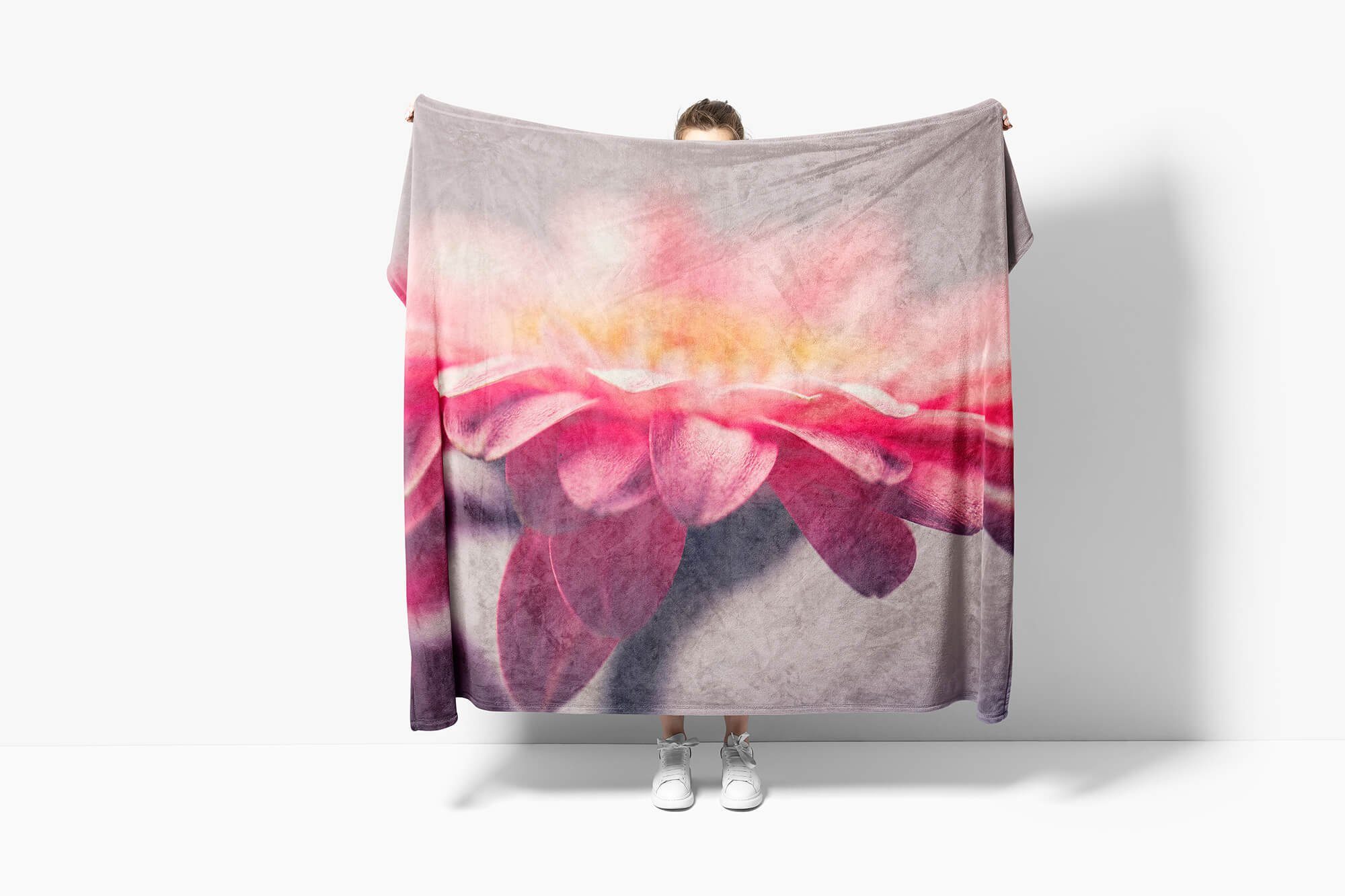 Blume Handtuch mit Saunatuch Sinus Kuscheldecke (1-St), Blüte, Schöne Fotomotiv Handtuch Strandhandtuch Handtücher Baumwolle-Polyester-Mix Art