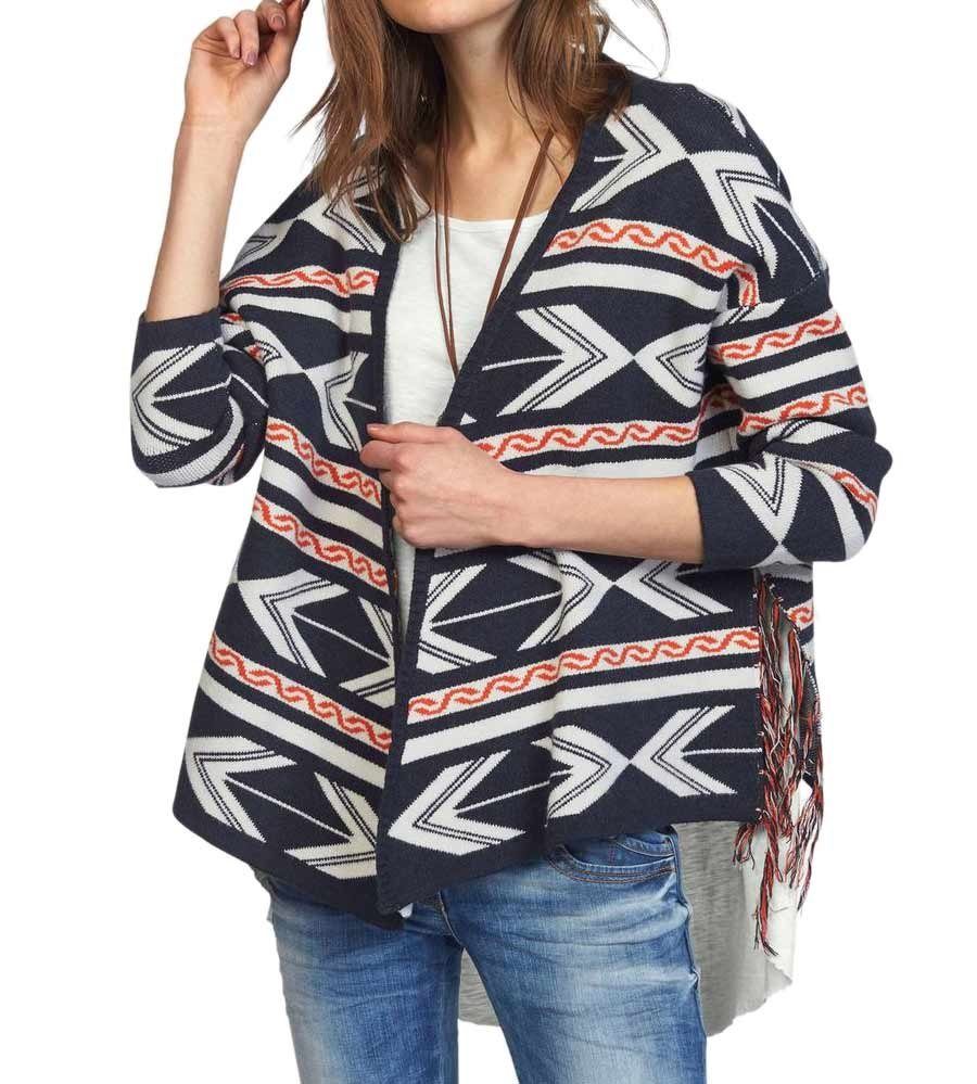 LTB Cardigan LTB Damen Marken-Cardigan, marine-weiß