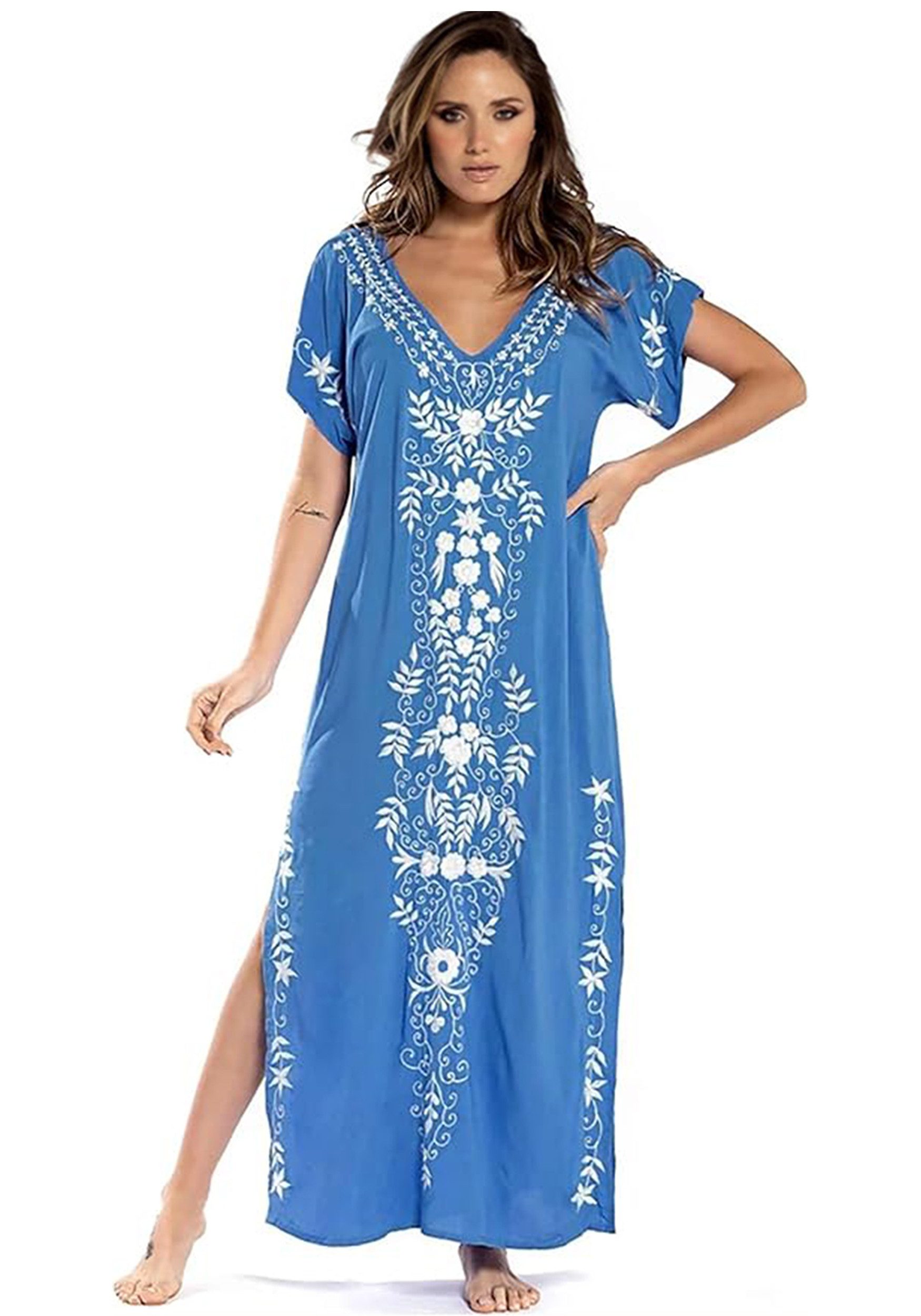Mutig Strandkleid Damen Strandkleid Bikini Cover Up Sommer Strandbluse Strandhemd (V-Ausschnitt Strandponcho Bademode Strand Vertuschen Shirt, strandkleider damen, strandkleid damen sommer, Strandurlaub Wandern) für Bademode,Poolpartys,Strand,Kreuzfahrten,Urlaub,Resorts,Wasserparks