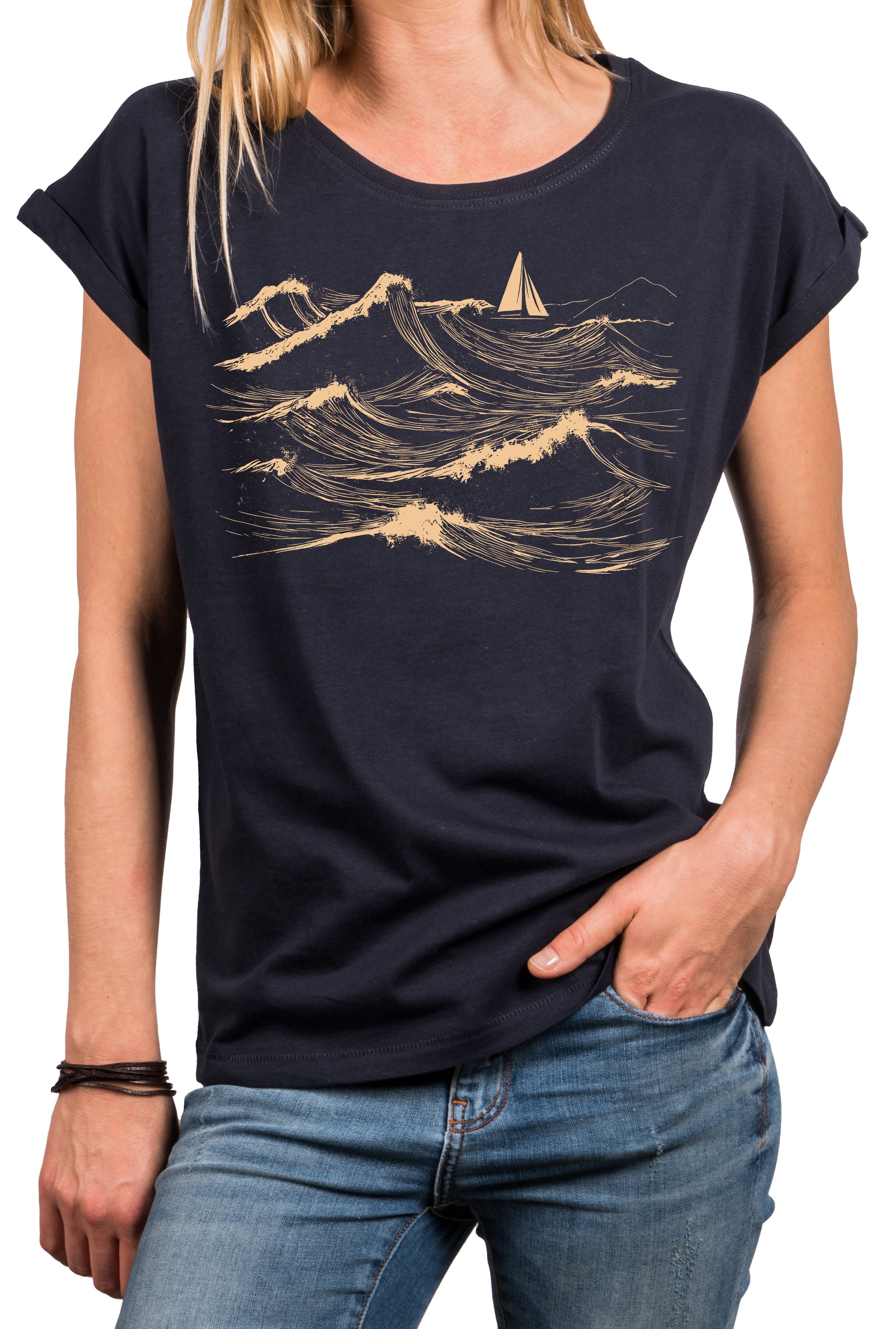 MAKAYA T-Shirt Seglerinnen Damen-Top – maritimes Design mit Segel-Motiv (Sc günstig online kaufen