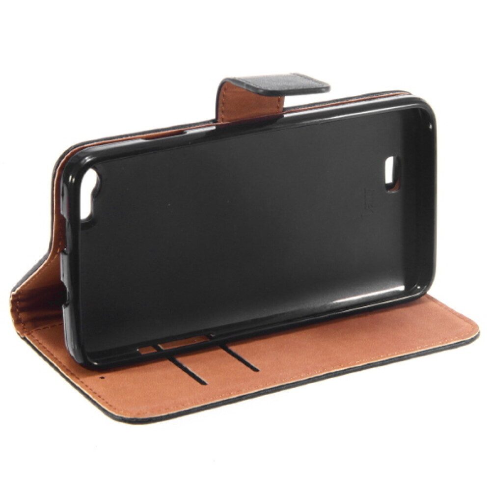 Handytasche Leder Handyhülle Wiko Lenny Schwarz Schutzhülle Tasche Schutz Case 425 (Book Cover)