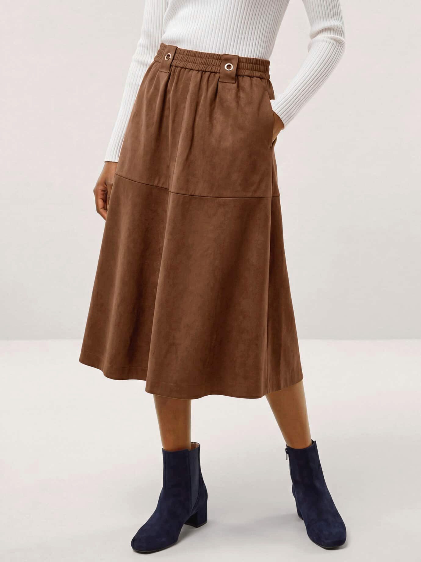 Walbusch Midirock Damen Veloursrock, modisch