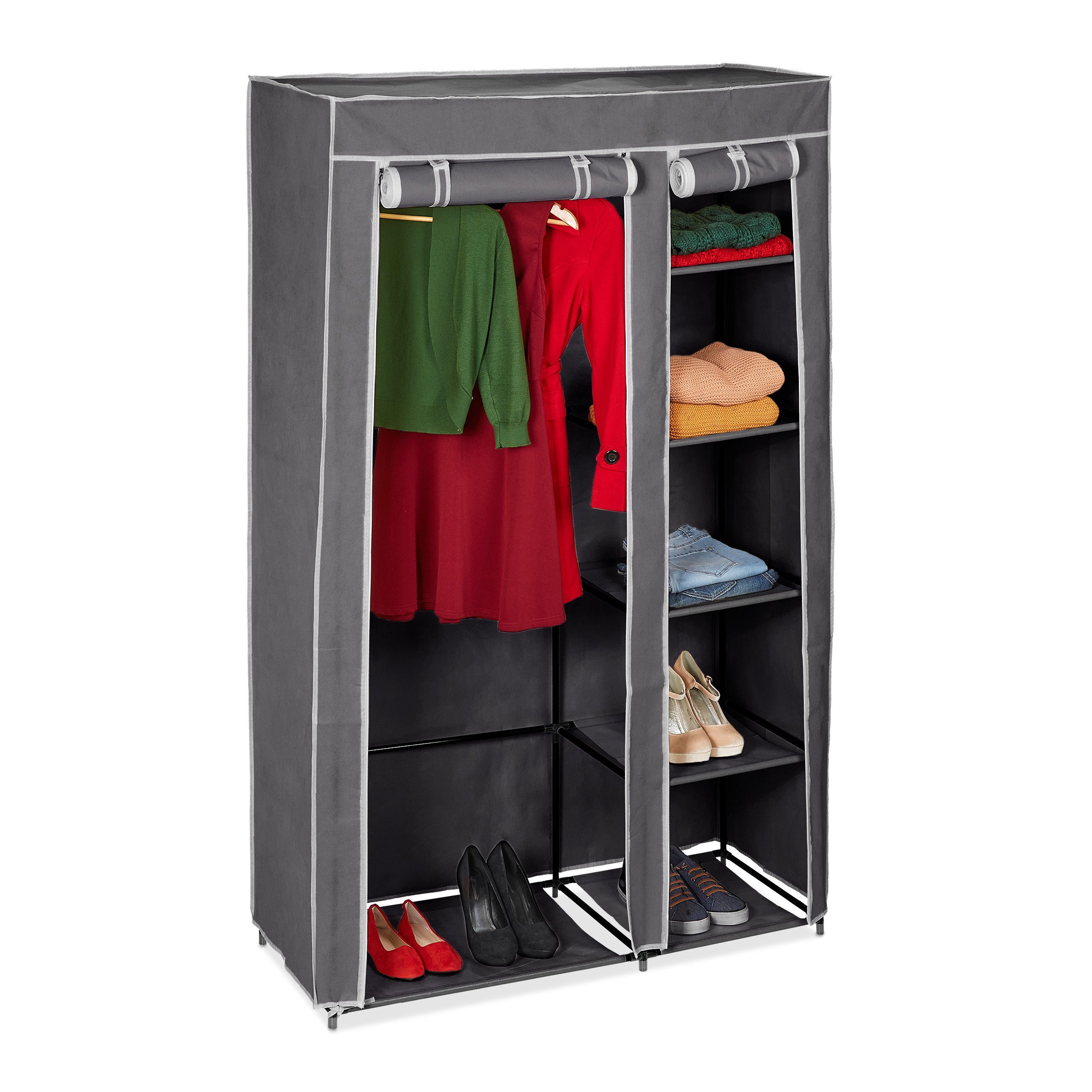 relaxdays Kleiderschrank Großer Stoffschrank mit Kleiderstange günstig online kaufen
