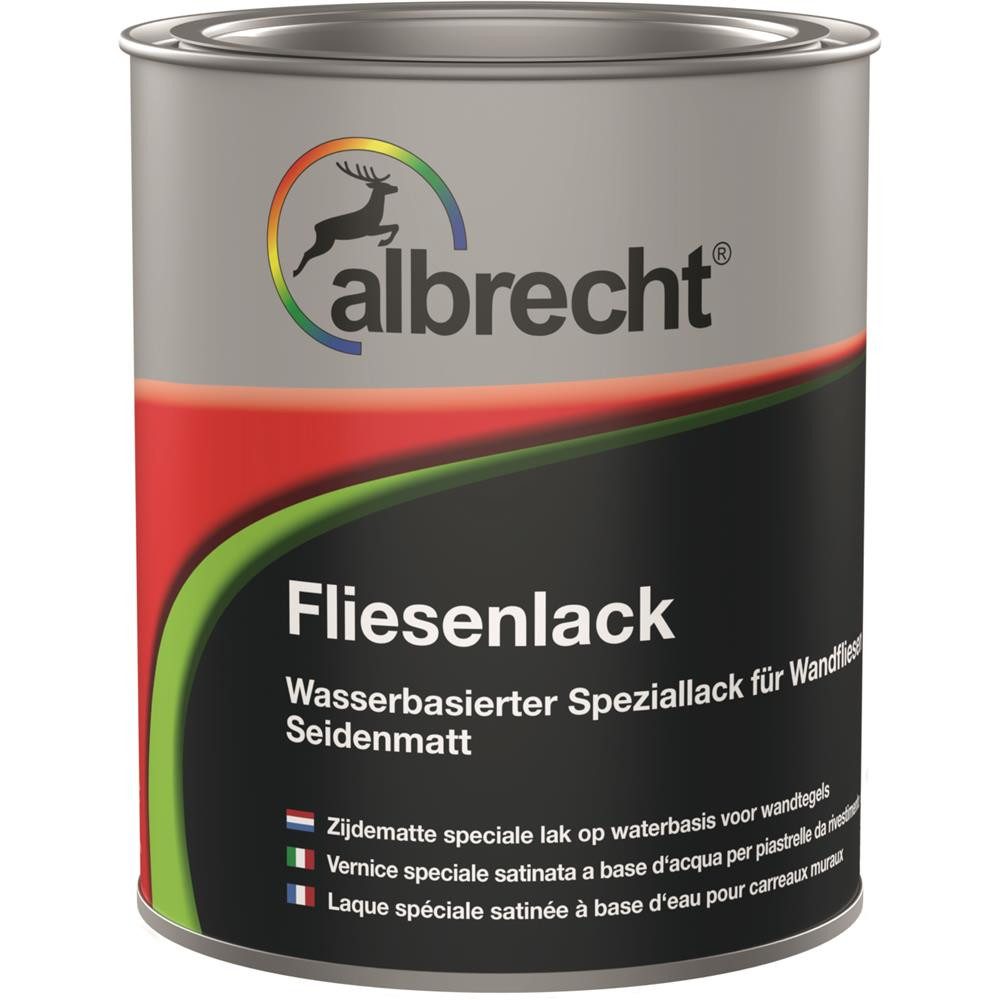 Lack Albrecht Fliesenlack hochwertiger Lack für Wandfliesen Weiß Seidenmatt Fliesenfarbe, Ideal für die schnelle Fliesenrenovierung an der Wand