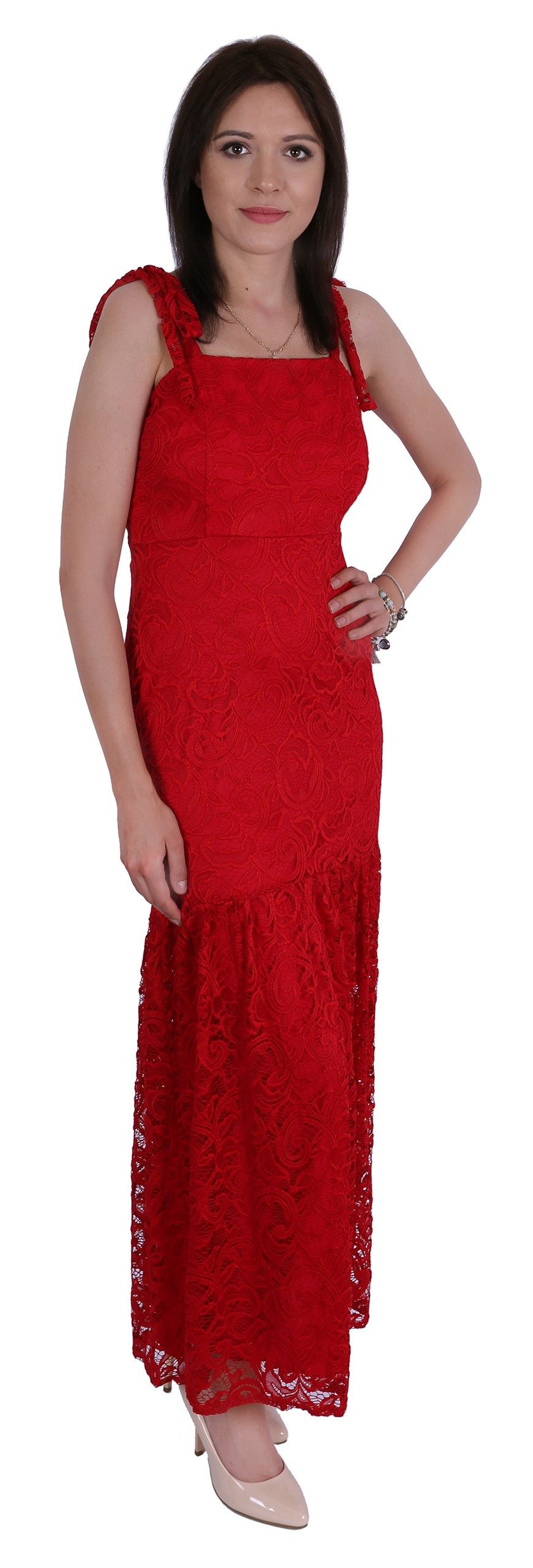 Sarcia.eu Spitzenkleid John Zack Rotes Maxikleid aus Spitze XL