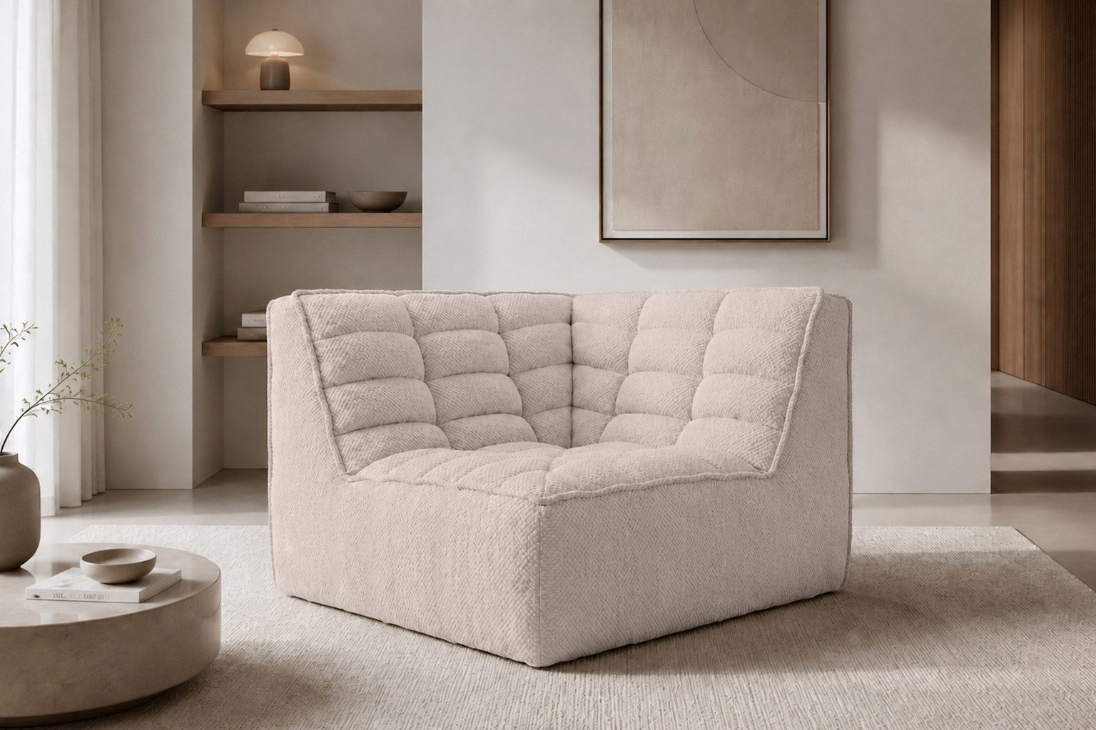 Kaiser Möbel Sofa-Eckelement Eckmodul aus POP-Plüschstoff, LAZY, modulares Eckelement, kombinierbar mit weiteren LAZY-Modulen