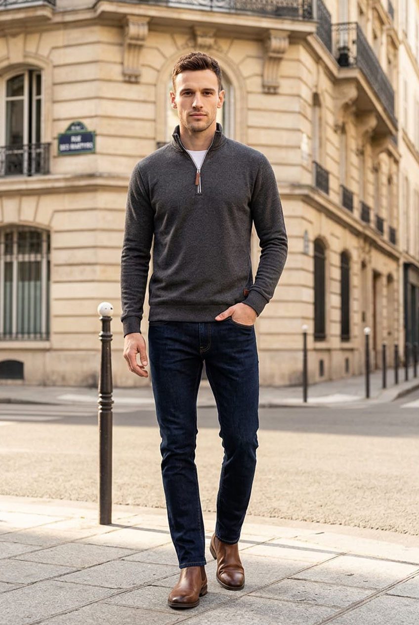 Reslad Sweatshirt Reslad Pullover Herren Troyer RS-1025 (1-tlg) Winter Pullover Pulli Sweater Sweatjacke