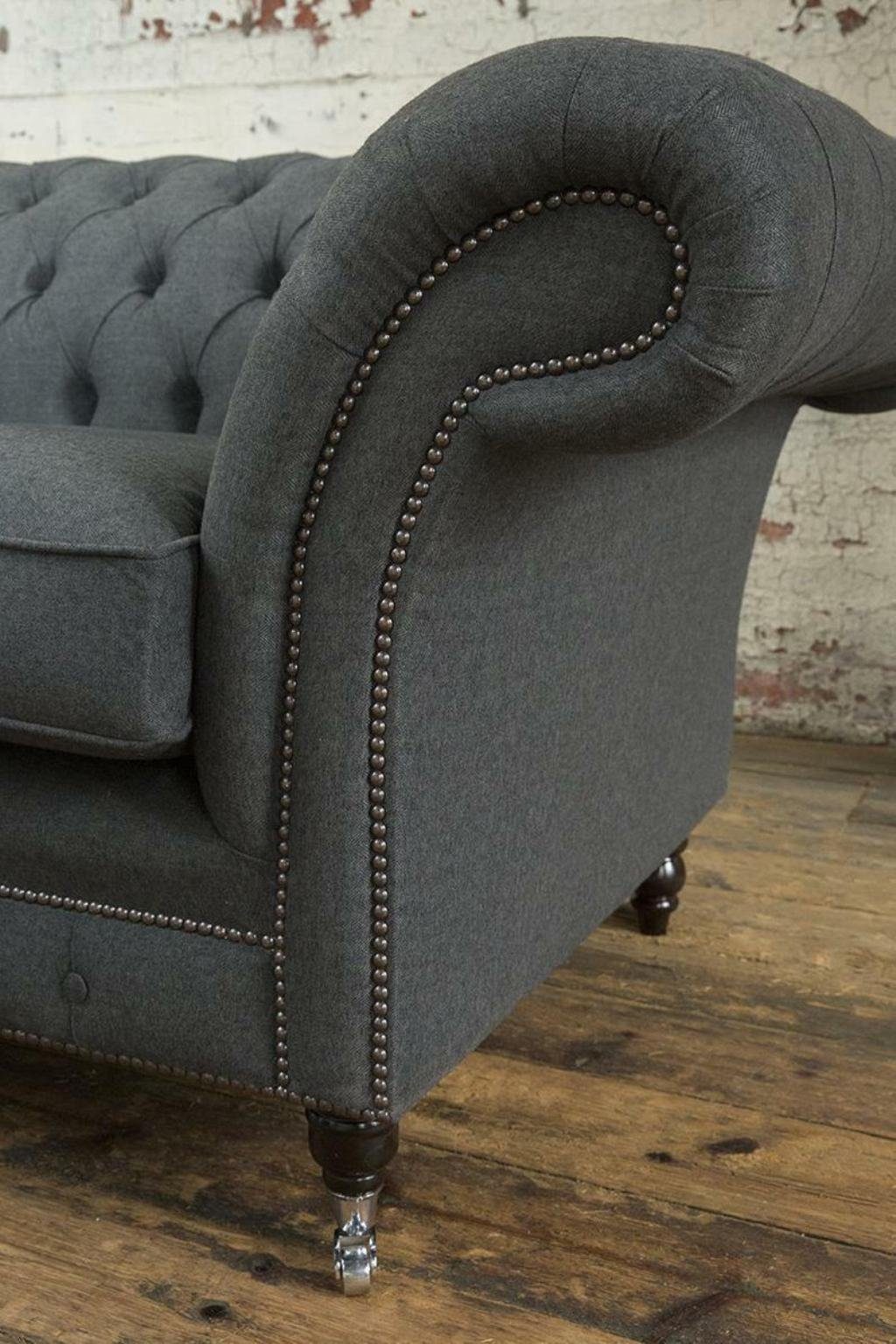 JVmoebel Chesterfield-Sofa, Luxus Sofa Stoff Couch 2 Couchen Polster Textil Chesterfield Sitzer