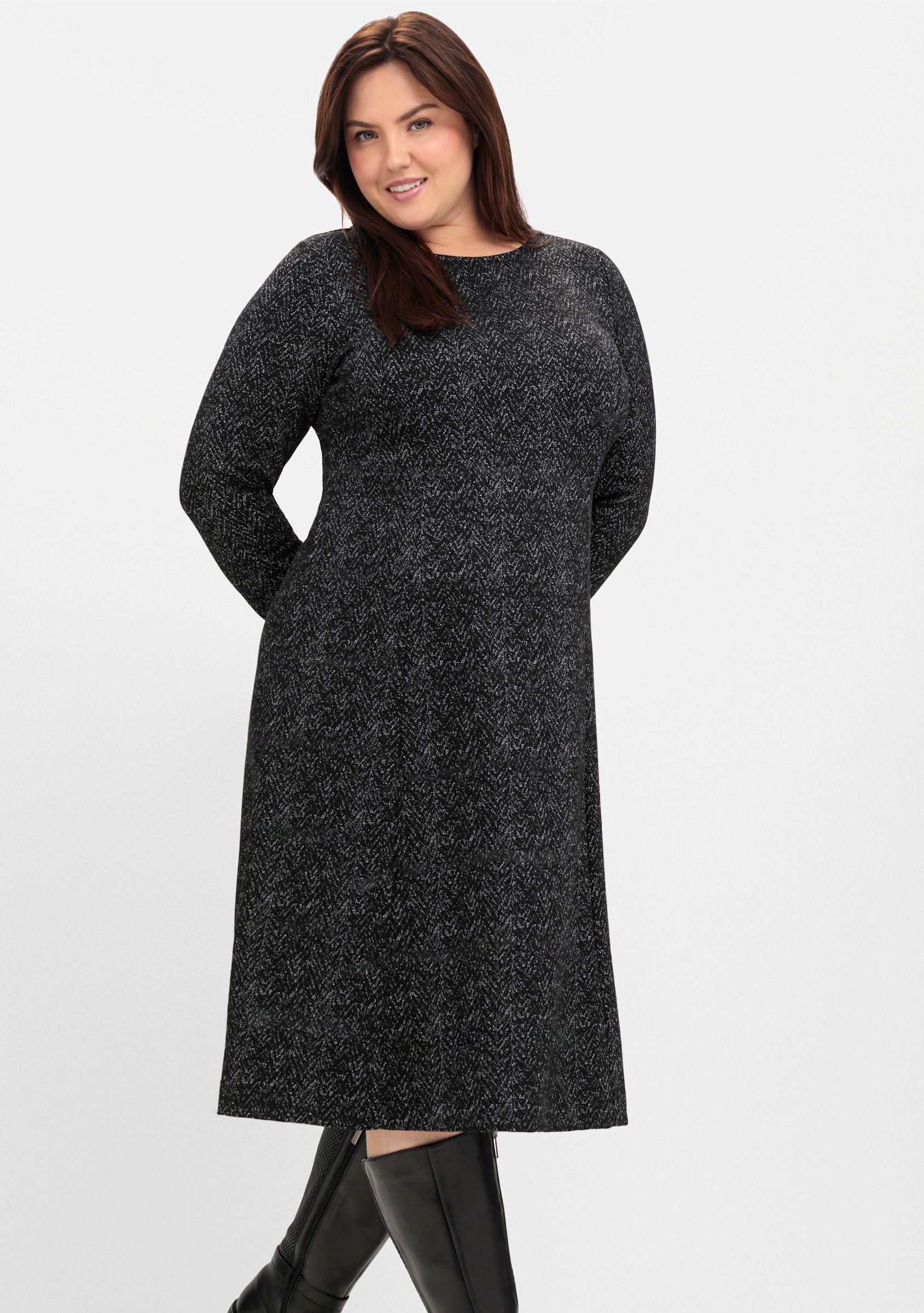 Sheego Jerseykleid Shirtkleid Langarm – Bild 5 von 5