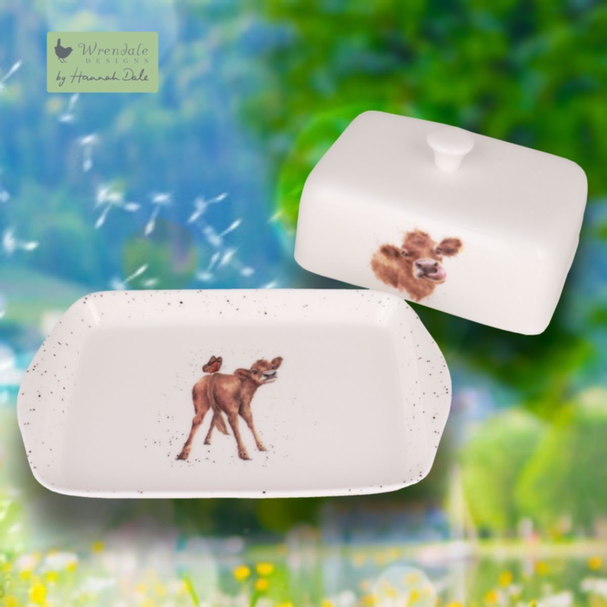 Wrendale Butterdose Wrendale Designs Porzellan Butterdose Mooo Kuh, Porzellan, (Stück), Motive stammen von der britischen Künstlerin Hannah Dale