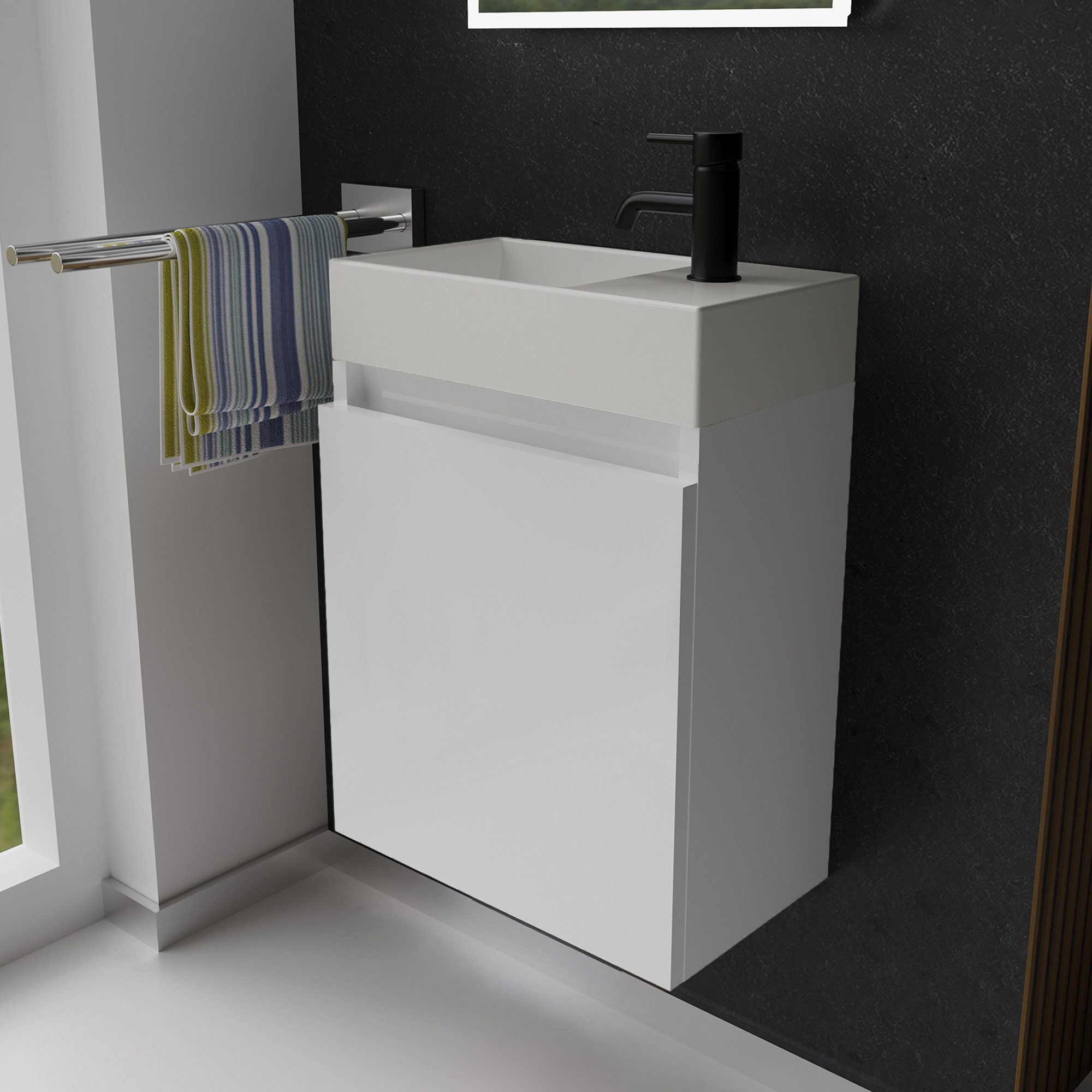 Alpenberger Badmöbel-Set Gäste WC Waschbecken mit Unterschrank - Badschrank günstig online kaufen