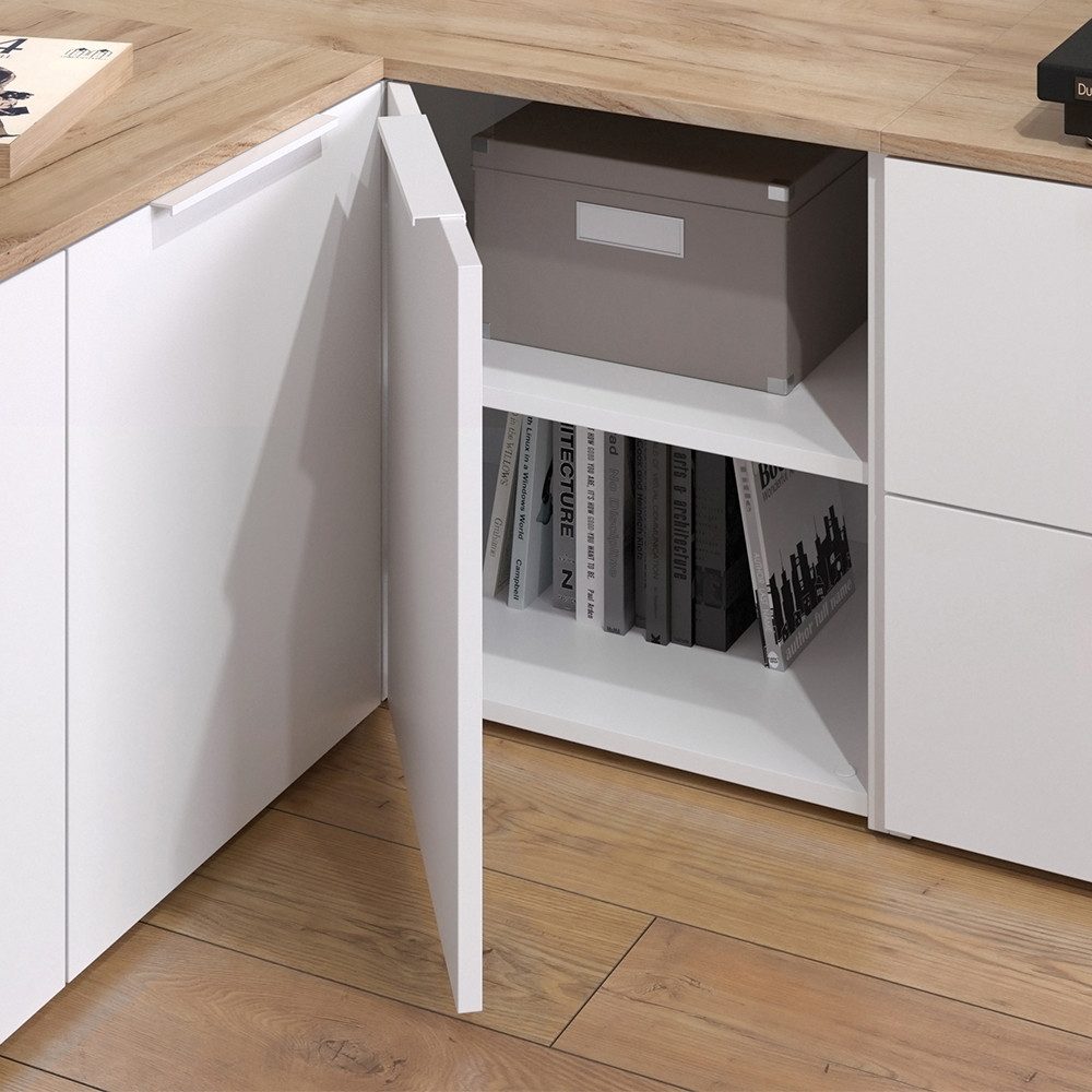 Vicco Kommode Wido, Weiß/Sonoma/Sonoma, 80 x 50 cm mit Tür