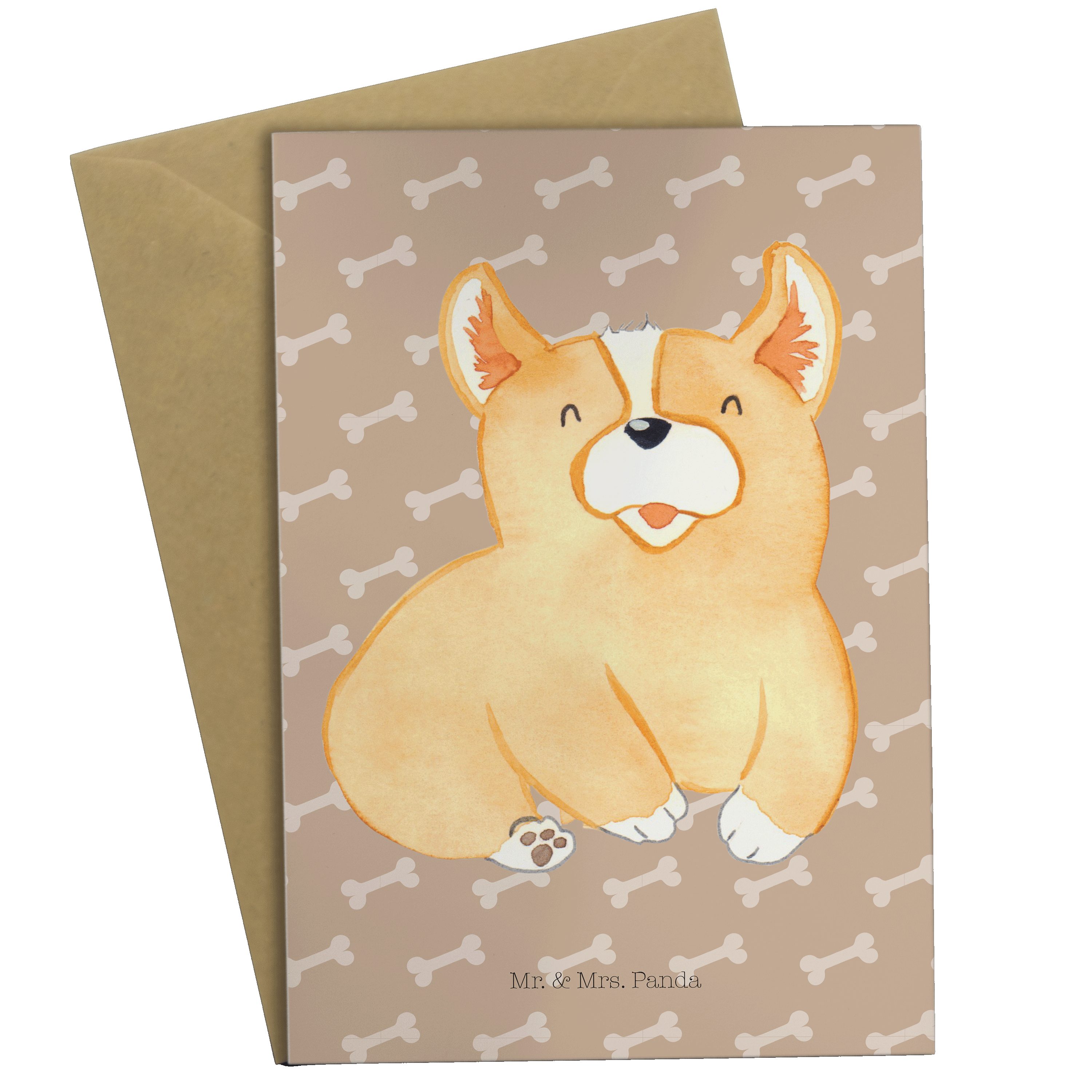 Mr. & Mrs. Panda Grußkarte Corgie - Hundeglück - Geschenk, Geburtstagskarte, Hochzeitskarte, Glü