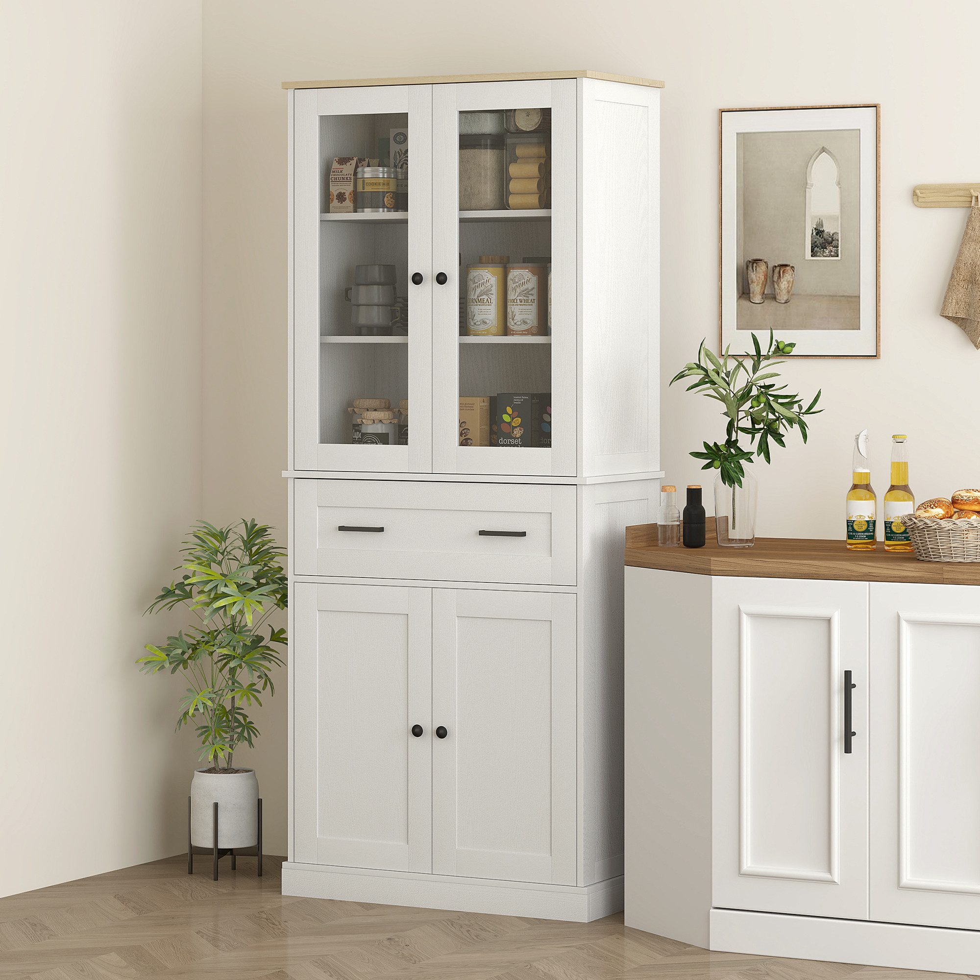 HOMCOM Hochschrank mit verstellbaren Regalboden (Vitrinenschrank, 1-St., Ho günstig online kaufen