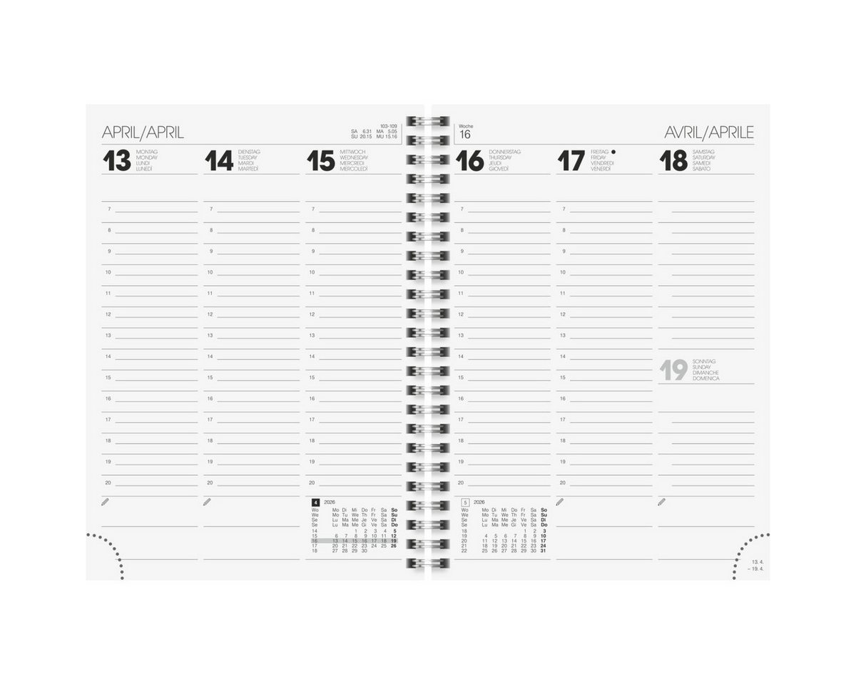 Thumbnail - BRUNNEN Buchkalender Buchkalender 796 A5 1 Woche/2 Seiten Karton-Einband blau 2026.