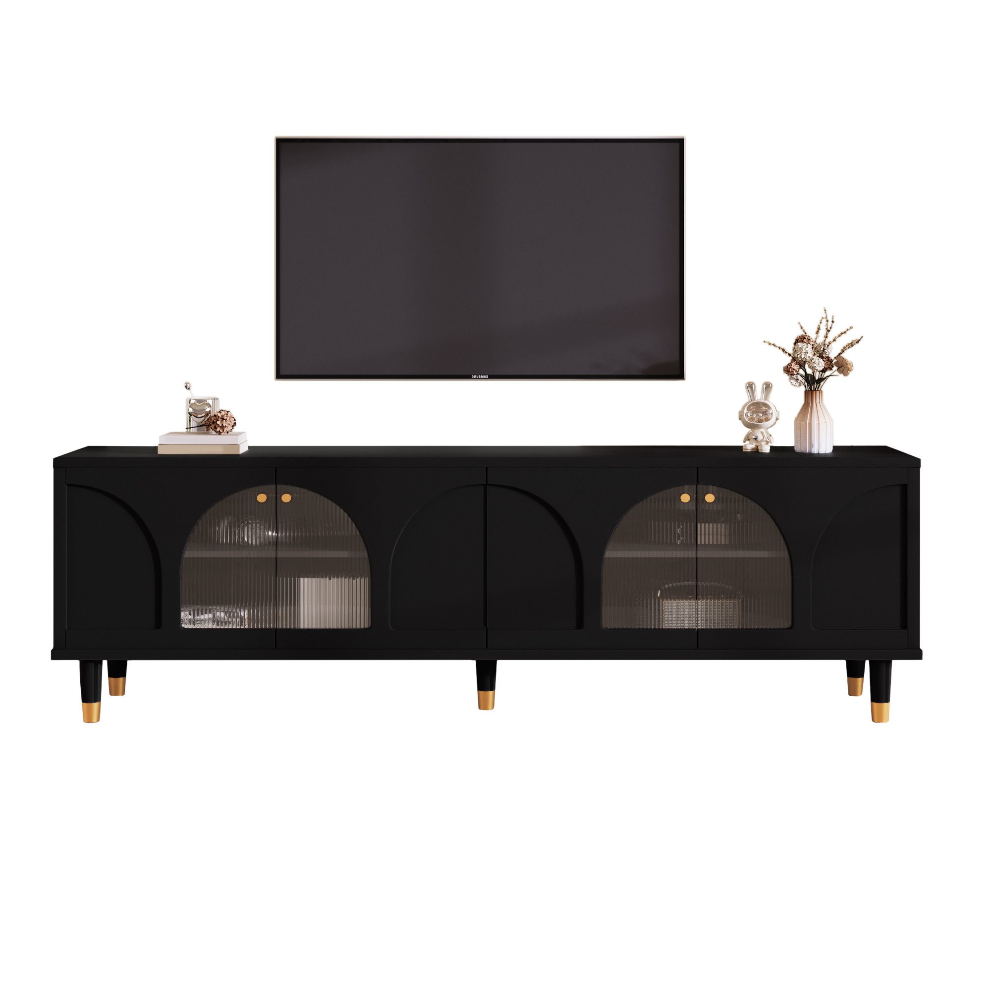 Merax Lowboard, TV-Board mit Glastüren, Fernsehtisch günstig online kaufen