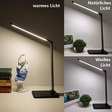 GelldG Schreibtischlampe LED Schreibtischlampe Dimmbar mit USB-Ladeanschluss für Büro Lesen