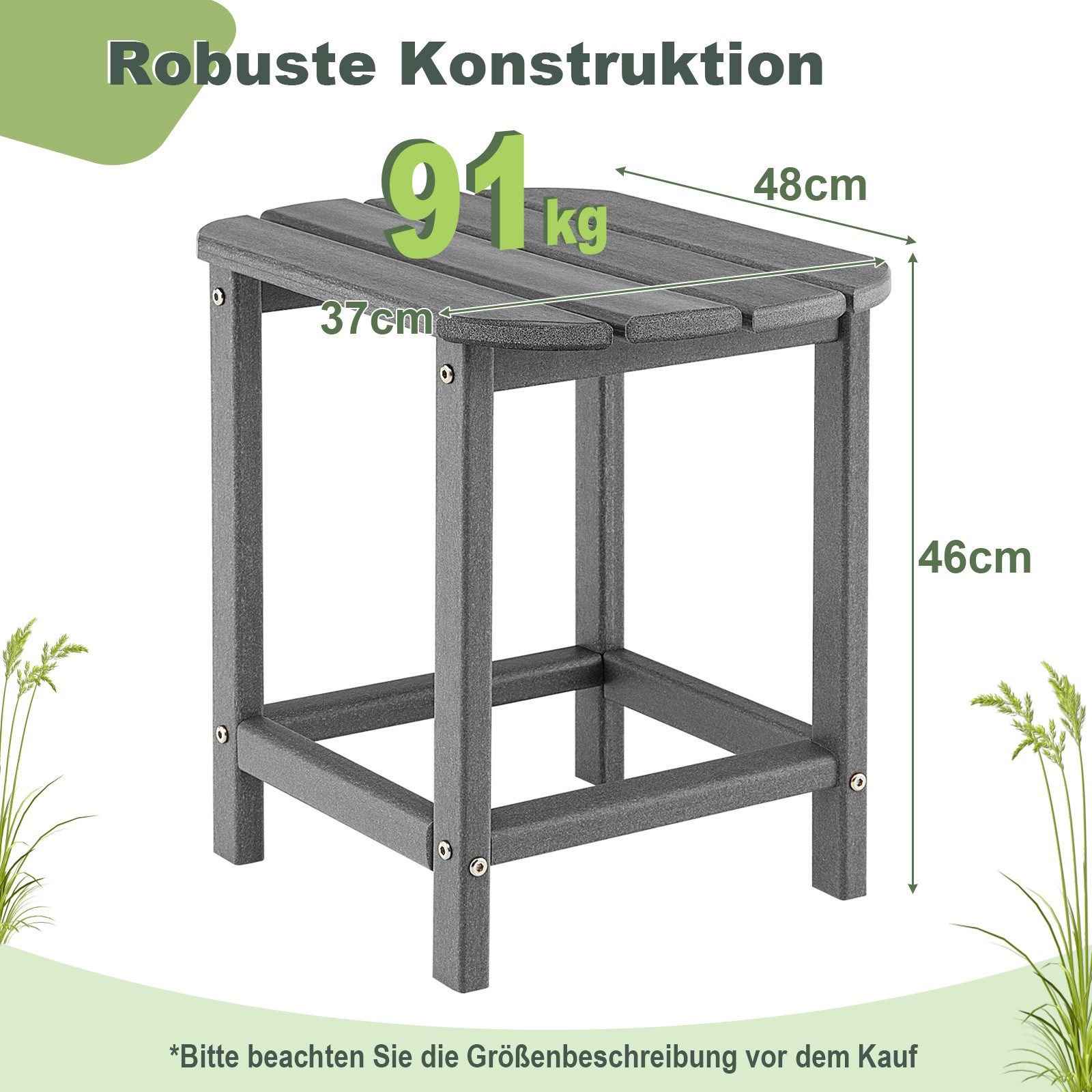 COSTWAY Gartentisch (2-St), Balkontisch klein aus HDPE, wetterfest