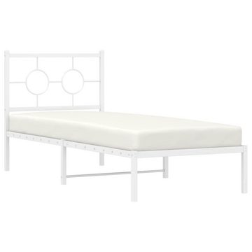 vidaXL Bett Bettgestell mit Kopfteil Metall Weiß 75x190 cm