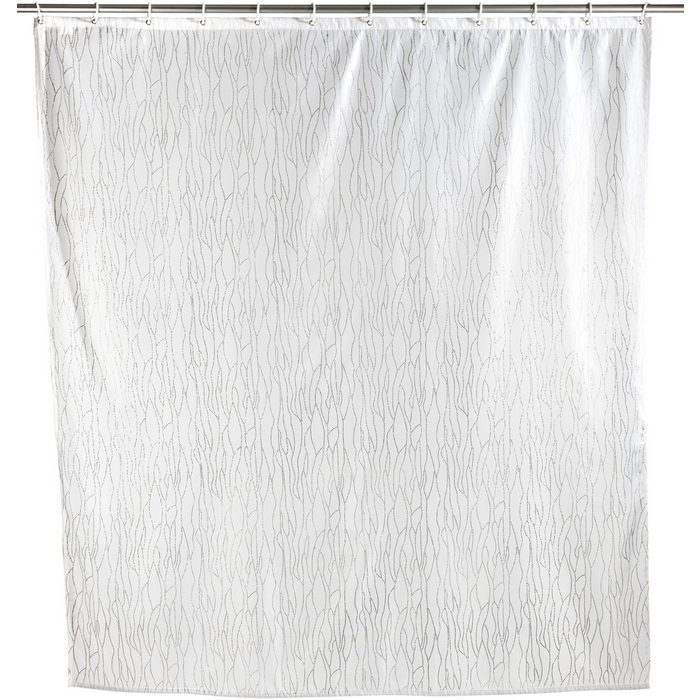 WENKO Duschvorhang Deluxe weiß Breite 180 cm Höhe 200 cm mit glänzenden Applikationen