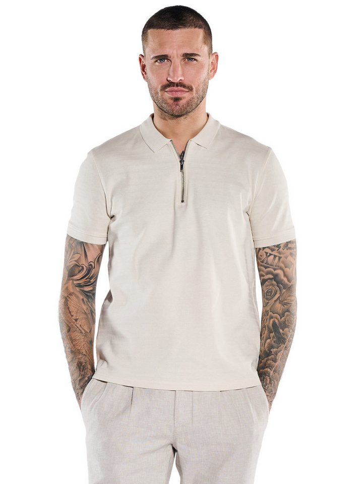 emilio adani Poloshirt Herren Modisches Poloshirt mit Zipper, Beige