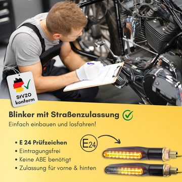Binego Blinker LED Motorrad E Geprüft Mini mit Lauflicht Universell, Lauflicht Blinker, LED fest integriert, Gelb, StVZO konform