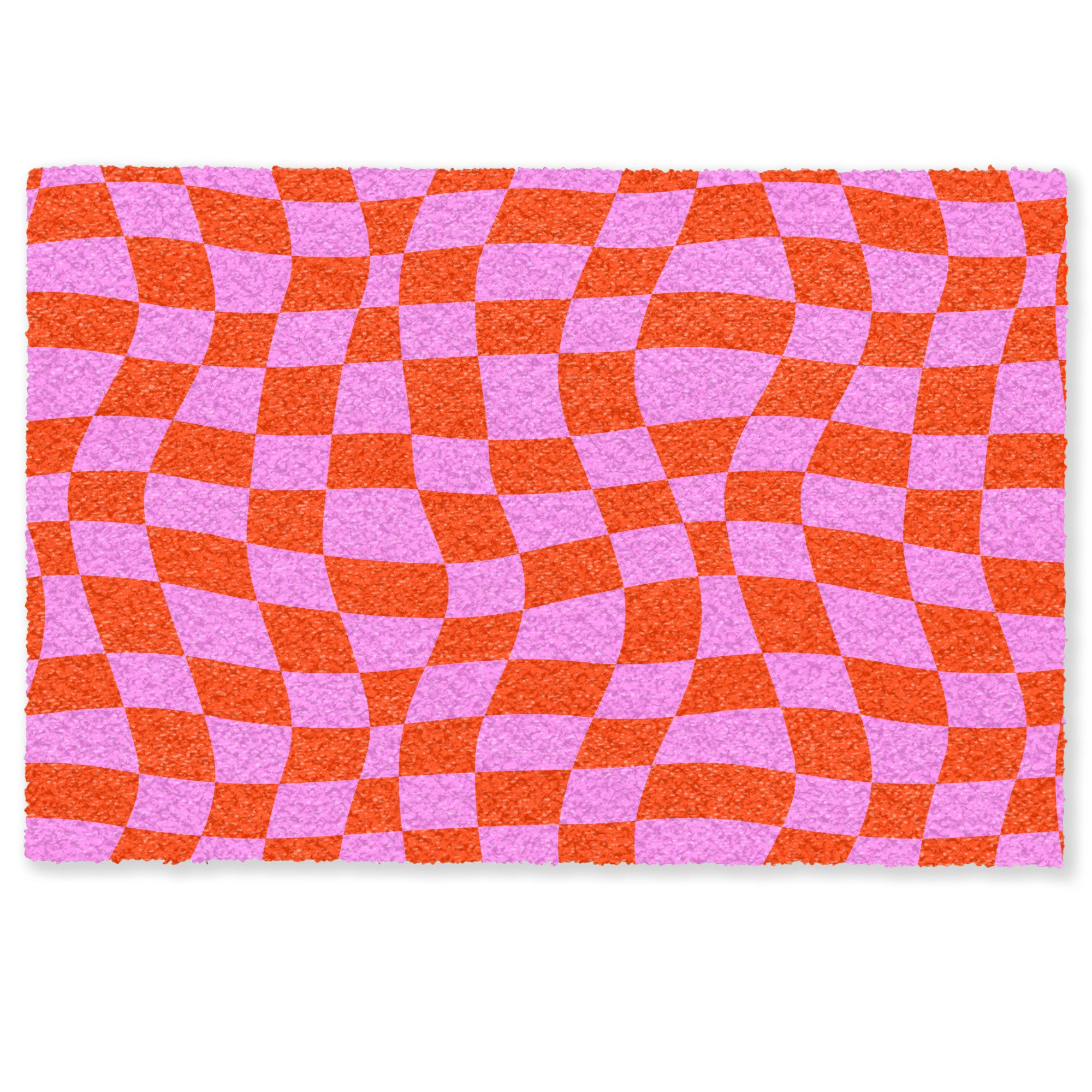 MuchoWow Fußmatte Blöcke - Rosa - Rot - Muster, Rechteckig, innen Schmutzfa günstig online kaufen