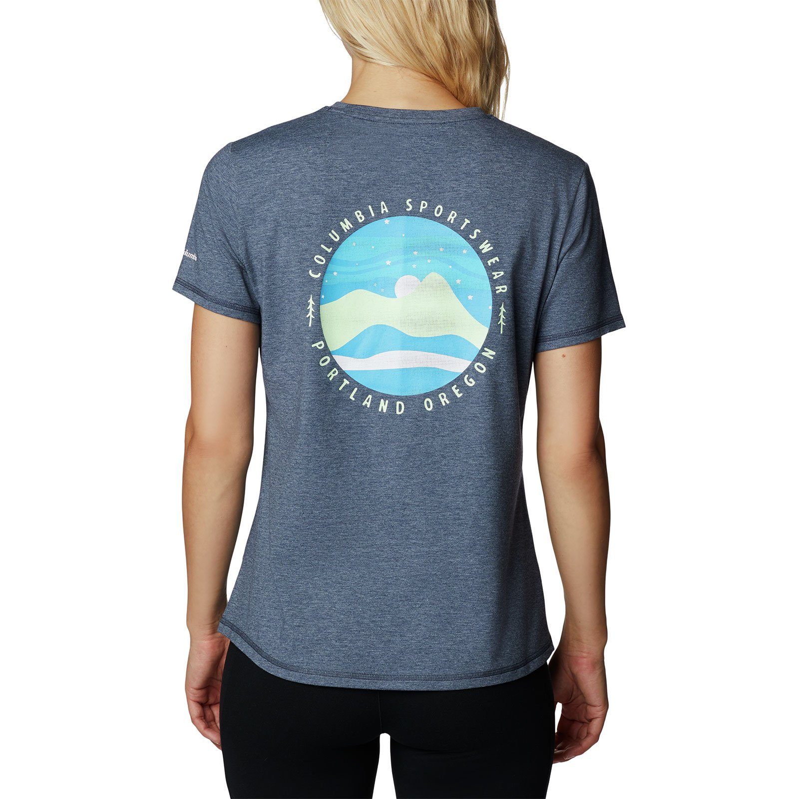 Columbia Kurzarmshirt Sun Trek™ Graphic Tee II mit farbenfrohem Print auf der Rückseite