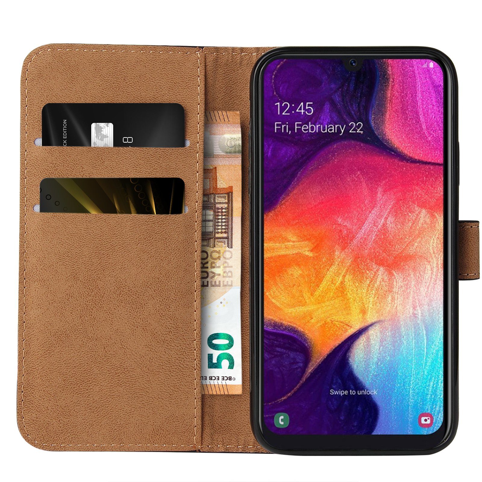 Tec-Expert Handyhülle Klapp Hülle für Samsung Galaxy A50 6.4 Zoll, 6.4, Flip Case für Samsung Galaxy A50