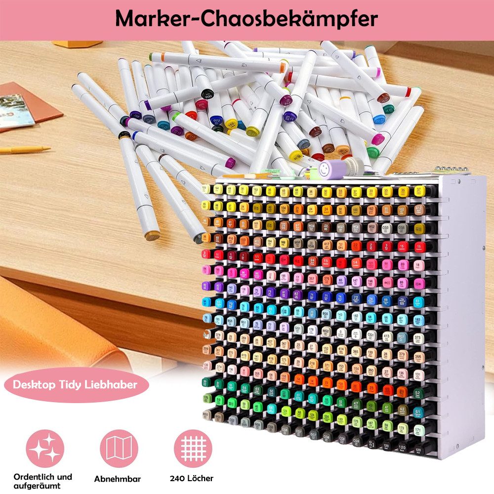 TUWENA Organizer 240 Stifte Organizer Schreibtisch, Marker Stifthalter für Aufbewahrung, Aufbewahrungsbox Bleistifthalter aus PVC für Zuhause Büro Schule – Bild 5 von 5