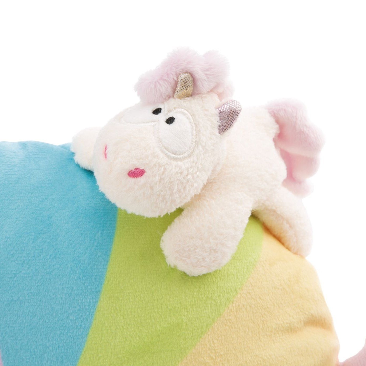 Nici Dekokissen Nici Bonbonförmiges Kissen mit Kuscheltier Einhorn, Nici süßes Dekokissen