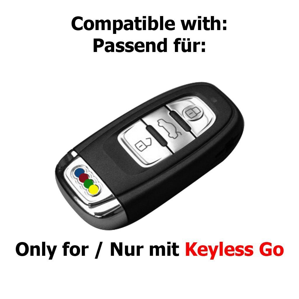 TT S6 A5 3 S4 R8 Schutzhülle Tasten Softcase SMARTKEY Schlüsseltasche Autoschlüssel Q5 mt-key A4 KEYLESS fluoreszierend S5 Q3 für Grün, A6 Silikon Audi