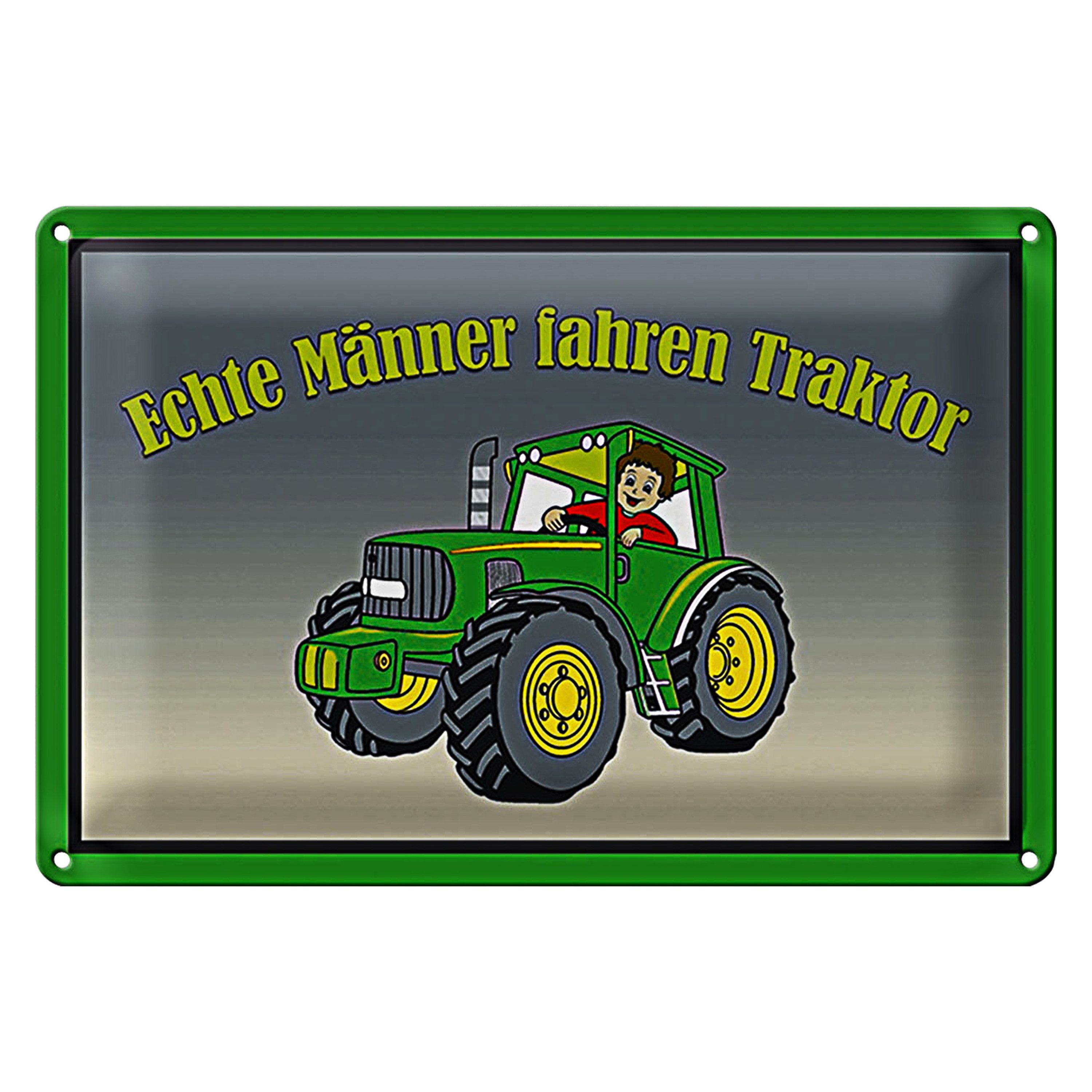 Roomando Metallschild Blechschild Spruch 30x20cm echte Männer fahren Traktor