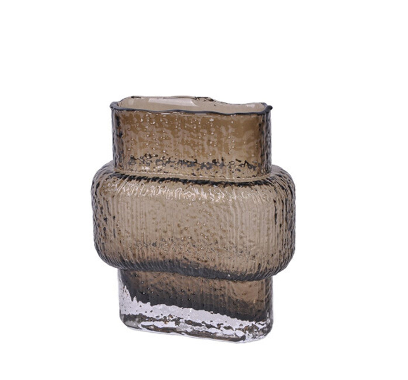 Schäfer Elektronik Dekovase Glasvase Relief - Braunes Glas mit Struktur 15,5 cm (1 St)