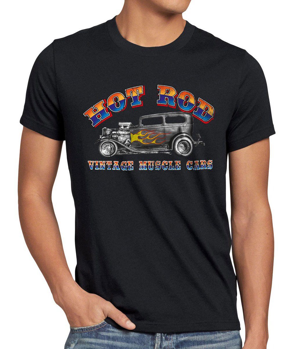 motor Vintage usa Hot Muscle Auto style3 Herren Rocker Car Motor Print-Shirt Rod T-Shirt Rockabilly
