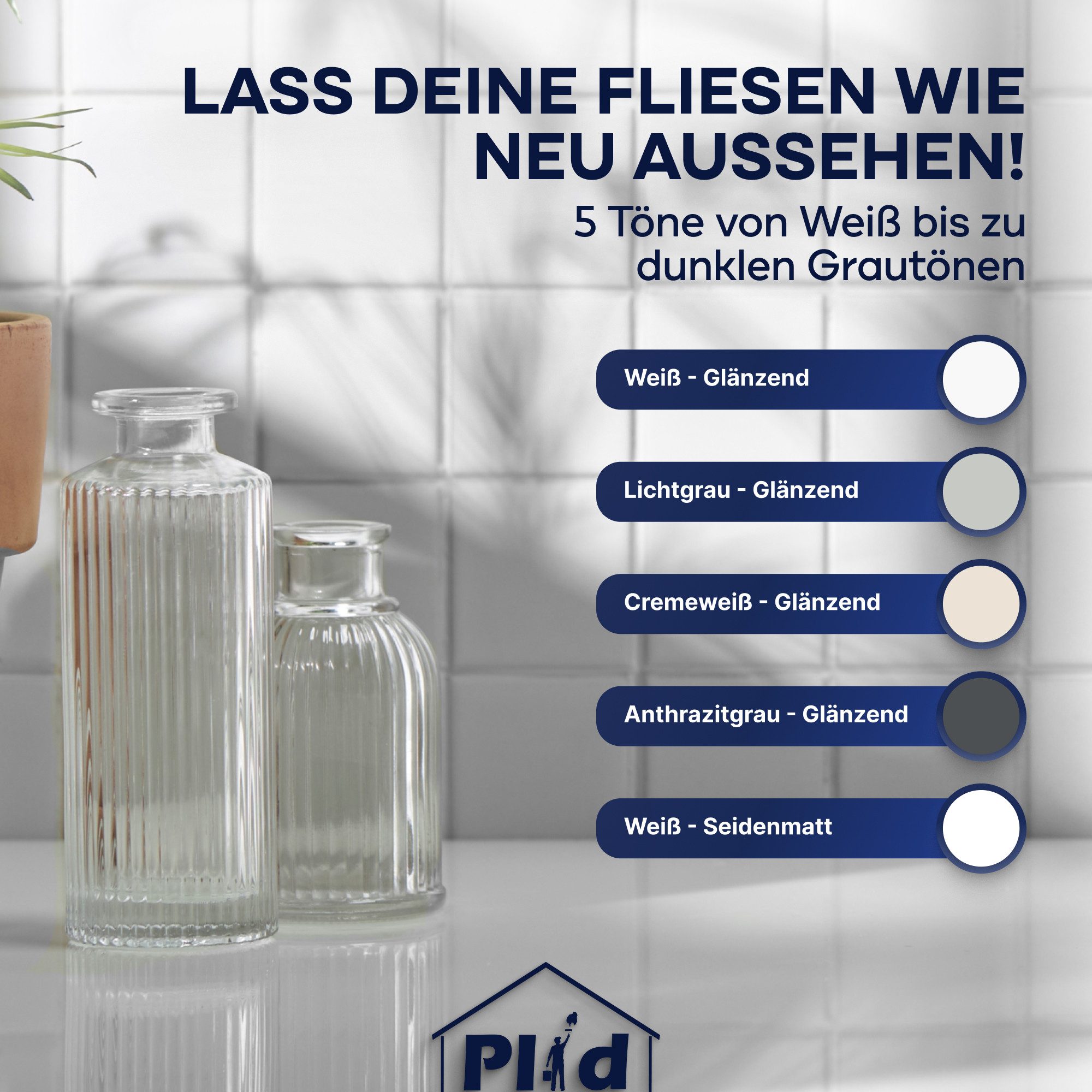plid Fliesenlack Fliesenlack Fliesen Lack Fliesenfarbe Fliesen / Lackieren Bad Küche, schnelltrocknend, spritzwasserbeständig, verarbeitungsfertig