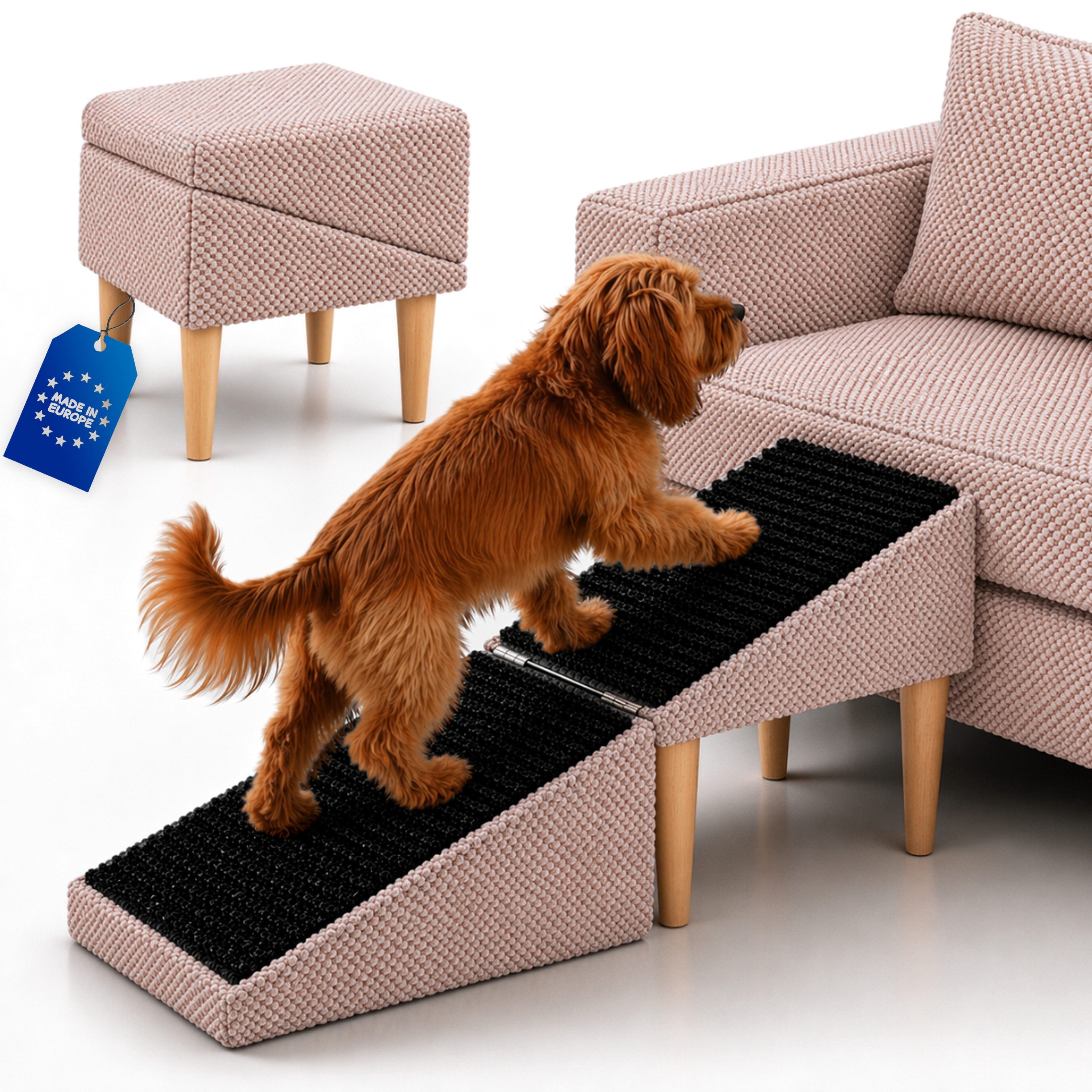 Outentin Haustiertreppe Hundetreppe klappbar mit Polster - Hunderampe Sofa Bett Katze (100 kg Belastbarkeit 2-in-1 Funktion 72x36x36 cm, 16 Farben, 1-St., Rutschfeste Oberfläche; Gelenkschonend; Pflegeleicht; Für Innenbereich)