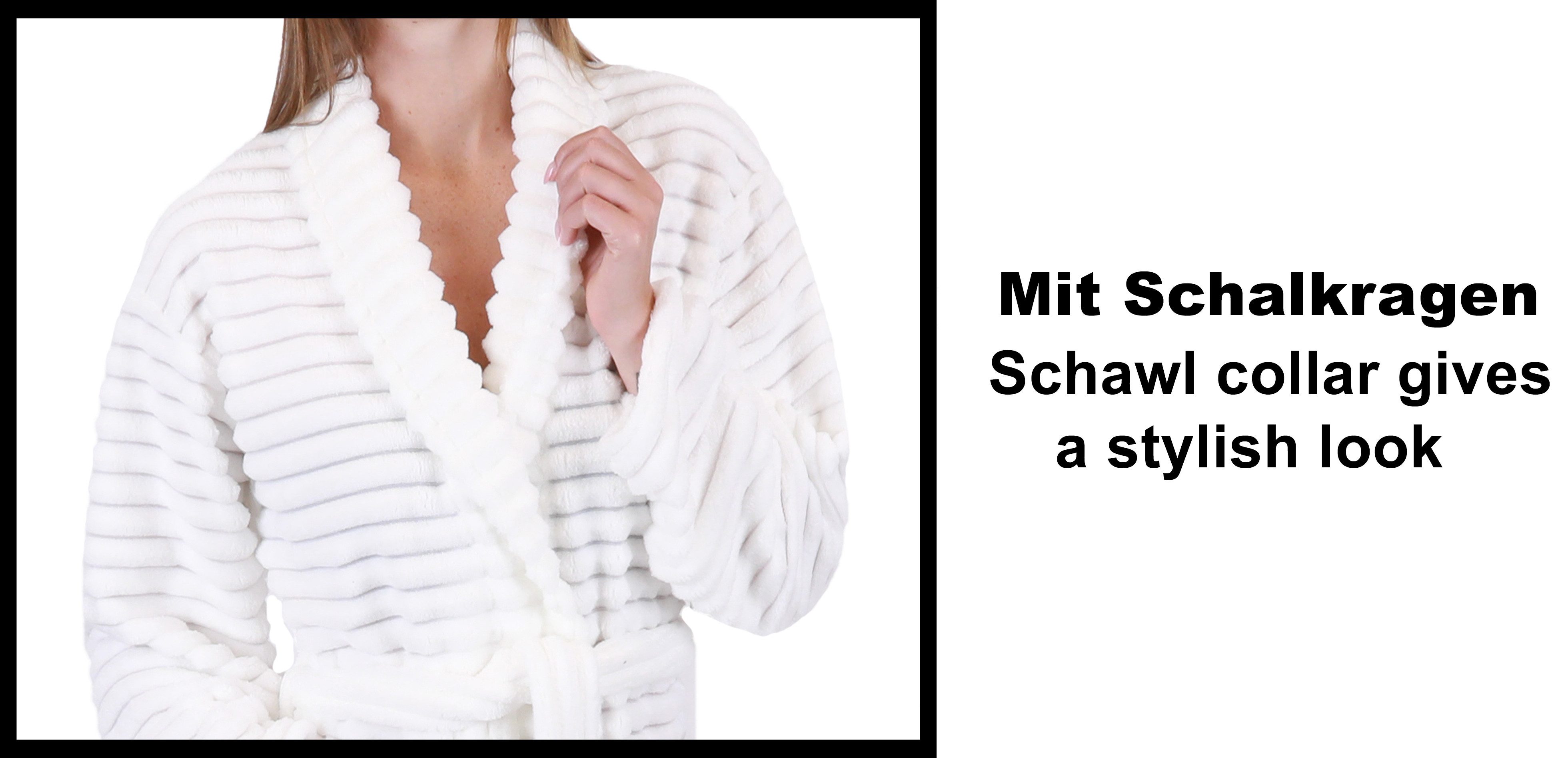 Betz Bademantel Bademantel BONN mit Schalkragen Microfaser Strukturplüsch, 100% Polyester, Schalkragen, Gurtel, mit Microfaser Strukturplüsch