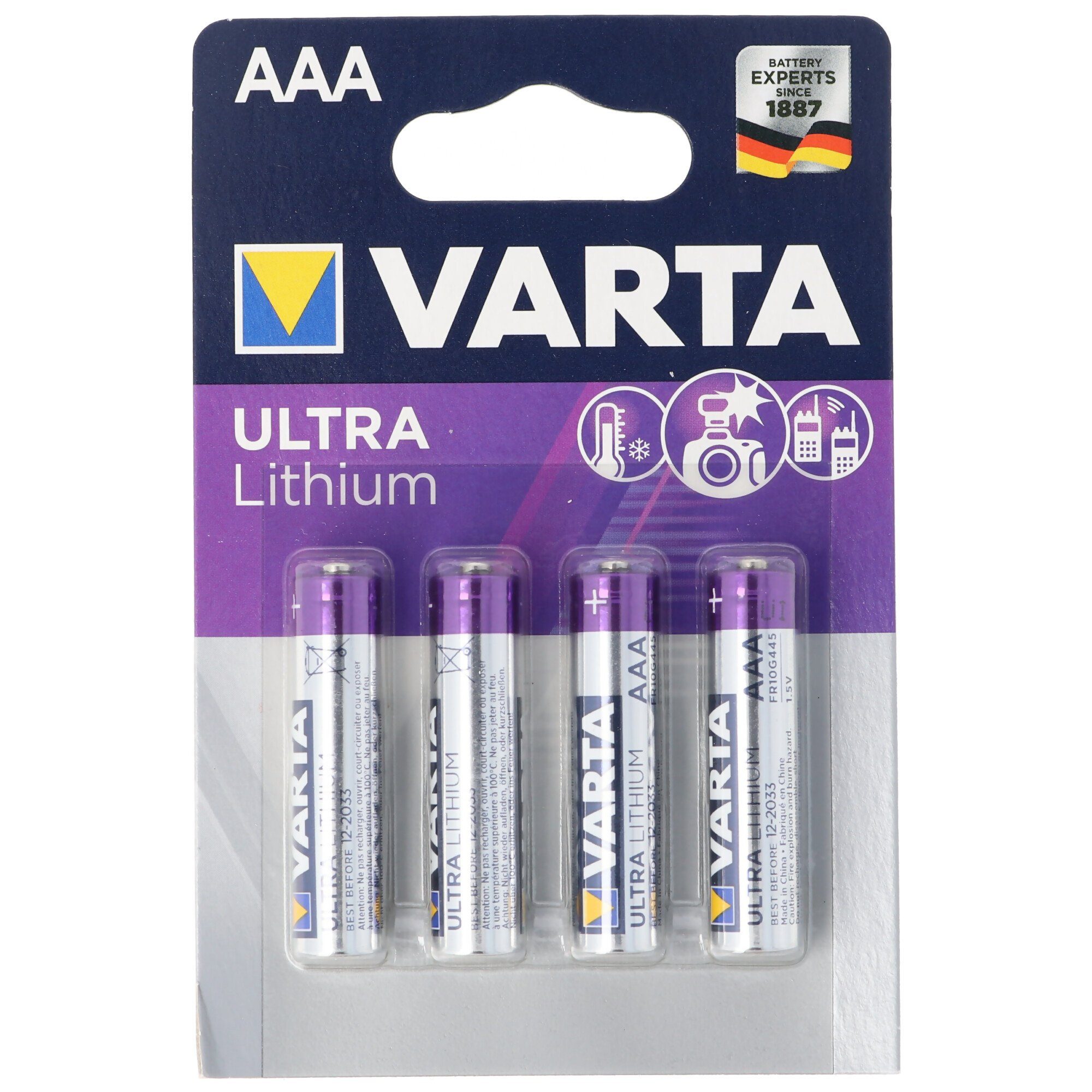VARTA Varta Lithium Batterie AAA, Micro, FR03, 6103, Varta Ultra Lithium, 1 Batterie
