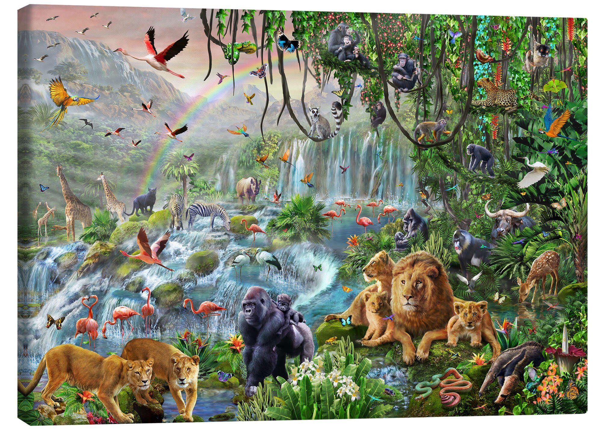 Posterlounge Leinwandbild Adrian Chesterman, Wasserfall im Dschungel, Kindergarten Kindermotive