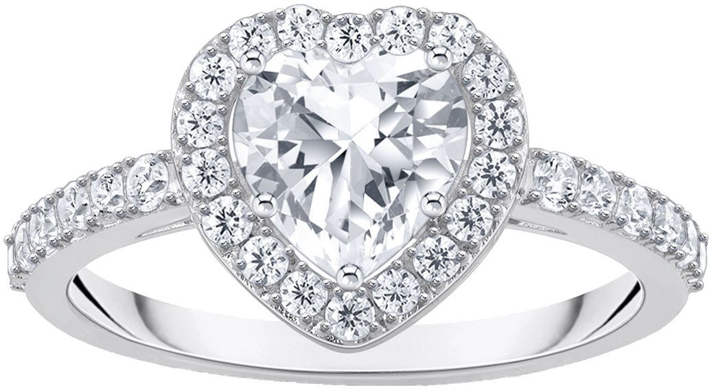 THOMAS SABO Fingerring Schmuck Silber 925 Ring Halo in Herzform, mit Zirkonia (synth)