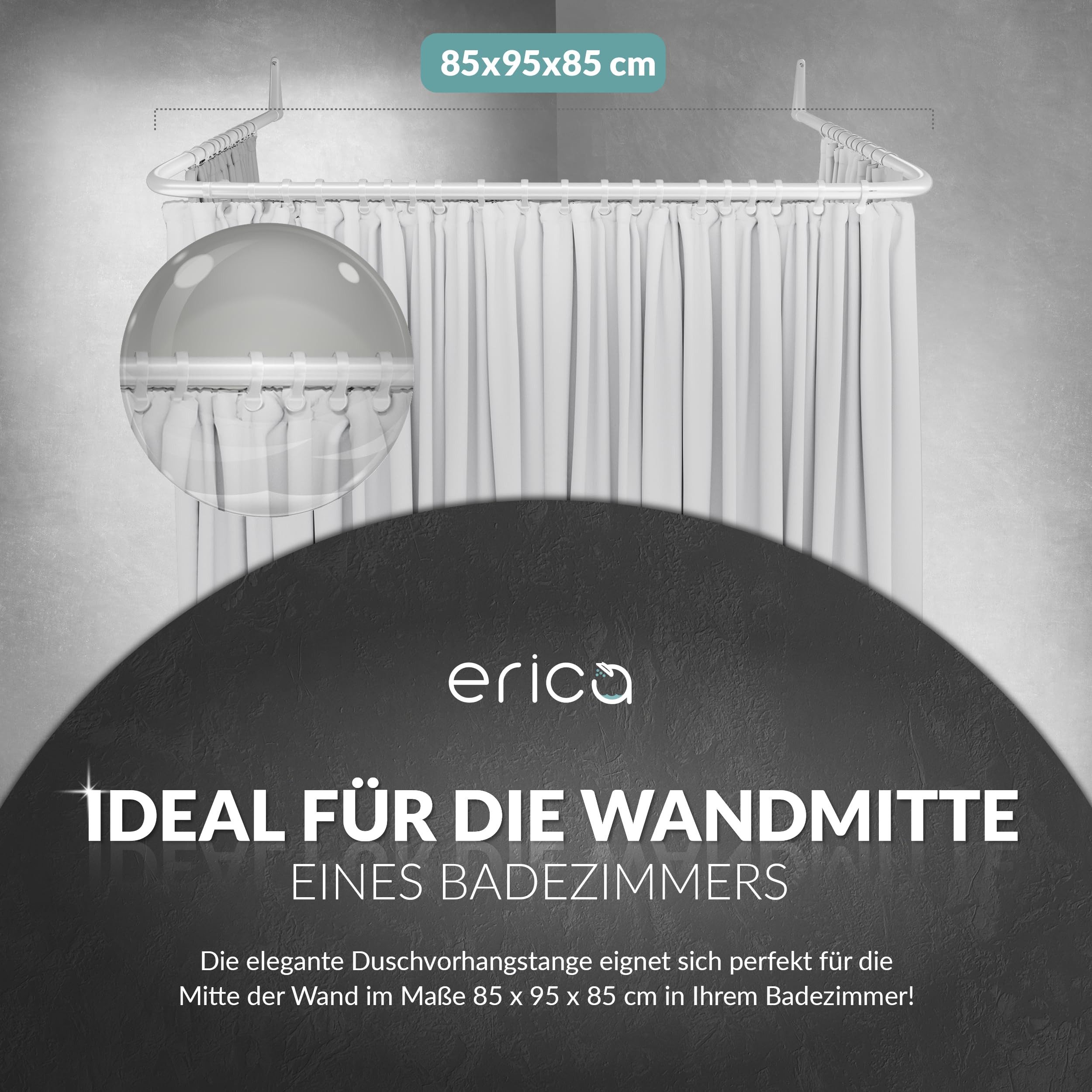 Erica Duschvorhangstange Winkelstange Dusche 85x95x85 cm, Duschstange für V günstig online kaufen
