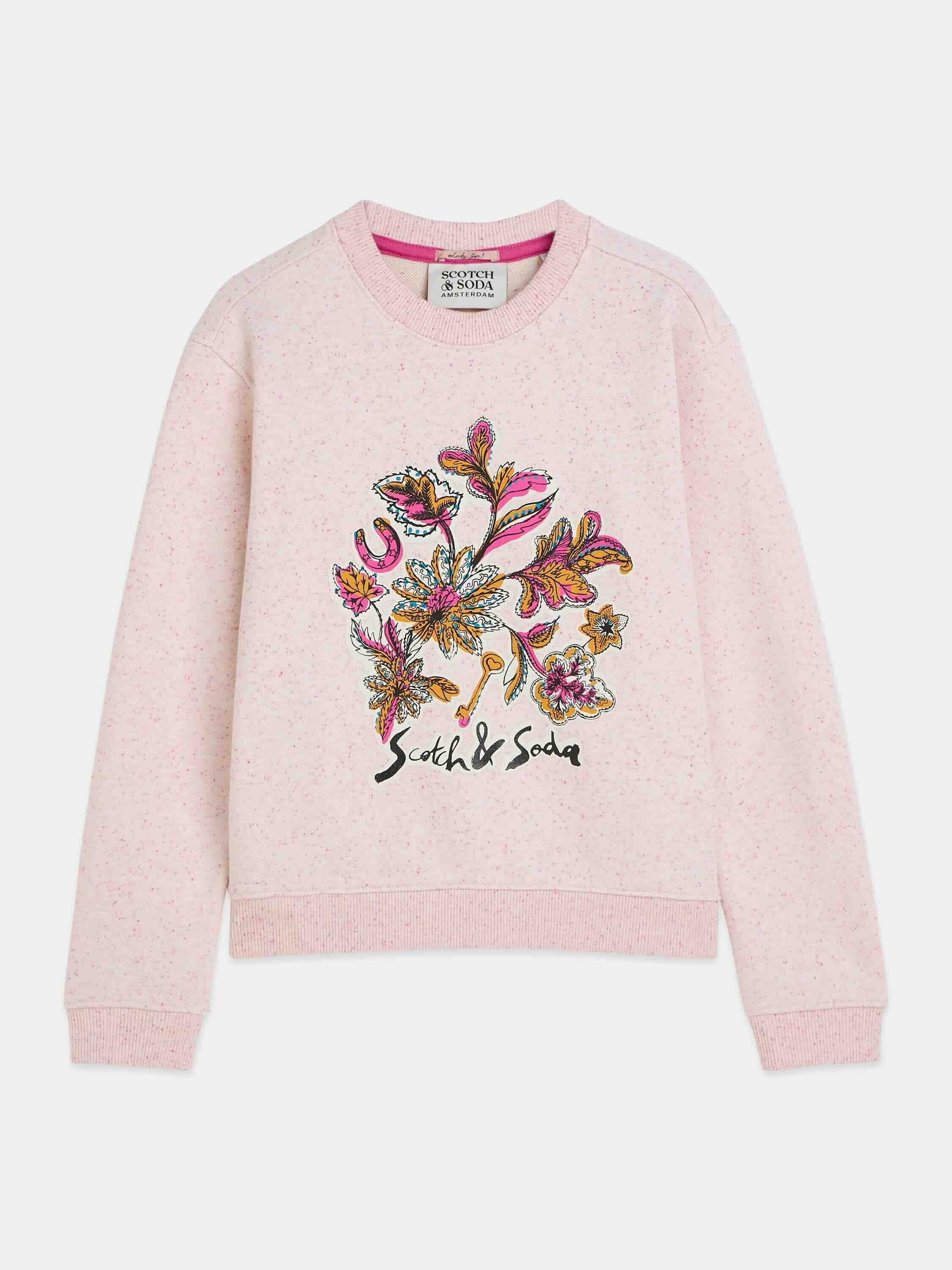 Scotch & Soda Sweater Mädchen Sweatshirt rosa – Baumwollmix Pullover mit Print