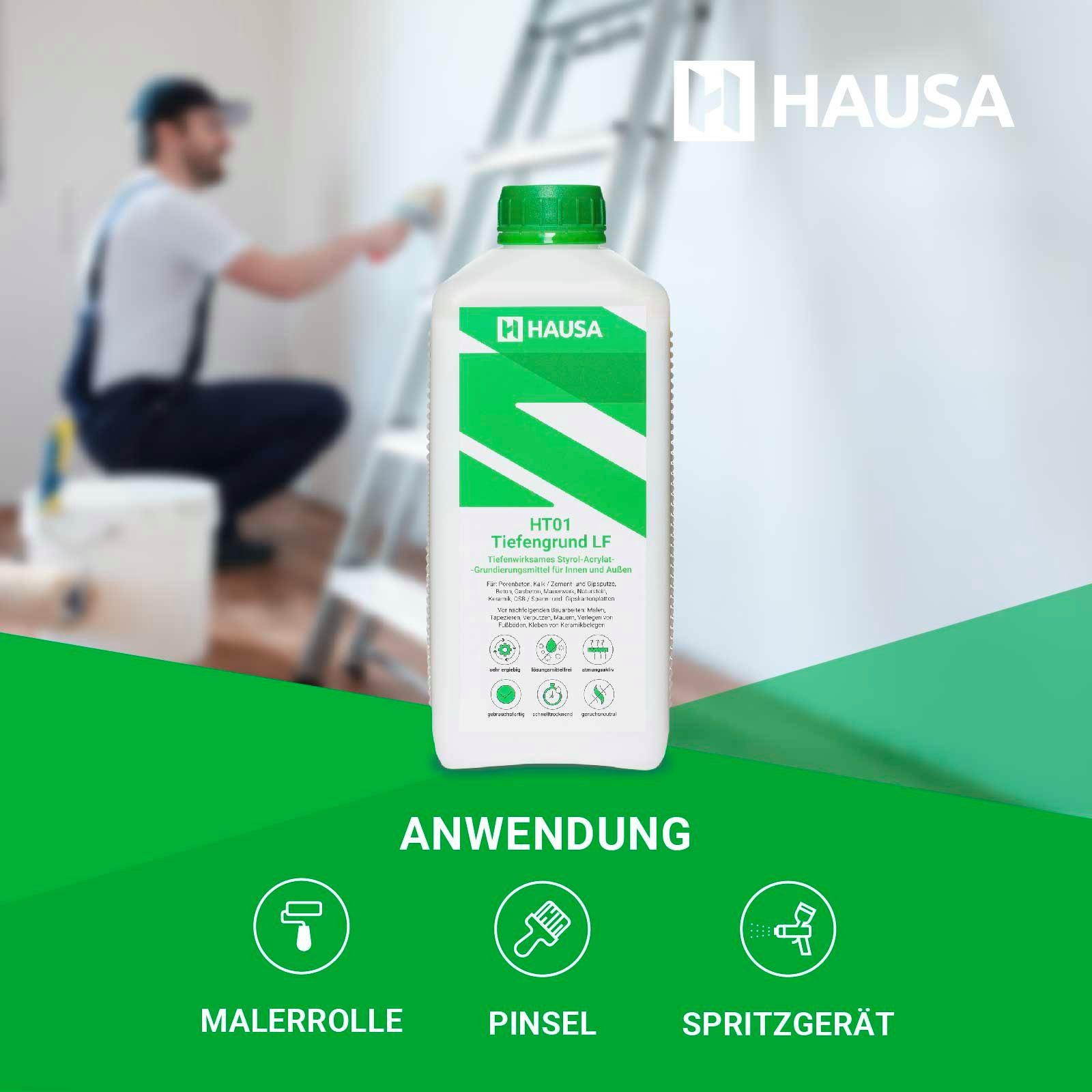 Hausa Tiefengrund Tiefengrund LF HT01, gebrauchsfertige Grundierung für Innen, Außen, Wand Boden Decke, 1-tlg., verstärkt, gleicht Saugfähigkeit aus, Premium Haftgrund lösemittelfrei schnelltrocknend