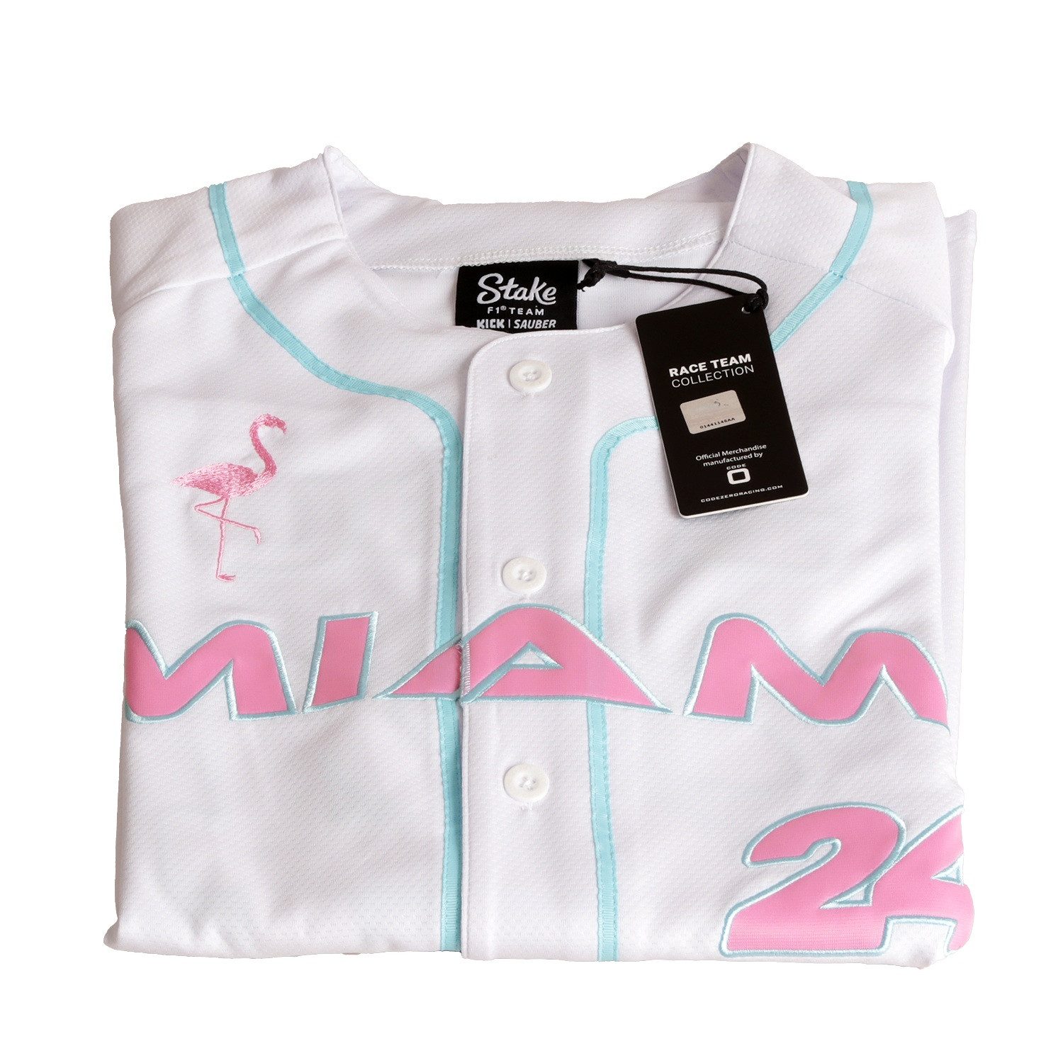 CODE-ZERO T-Shirt T-Shirt Kick Sauber F1 Team Herren Jersey Miami Baseball Shirt Zhou Guanyu 24 Rundhals Kurzarm Shirt Stickerei