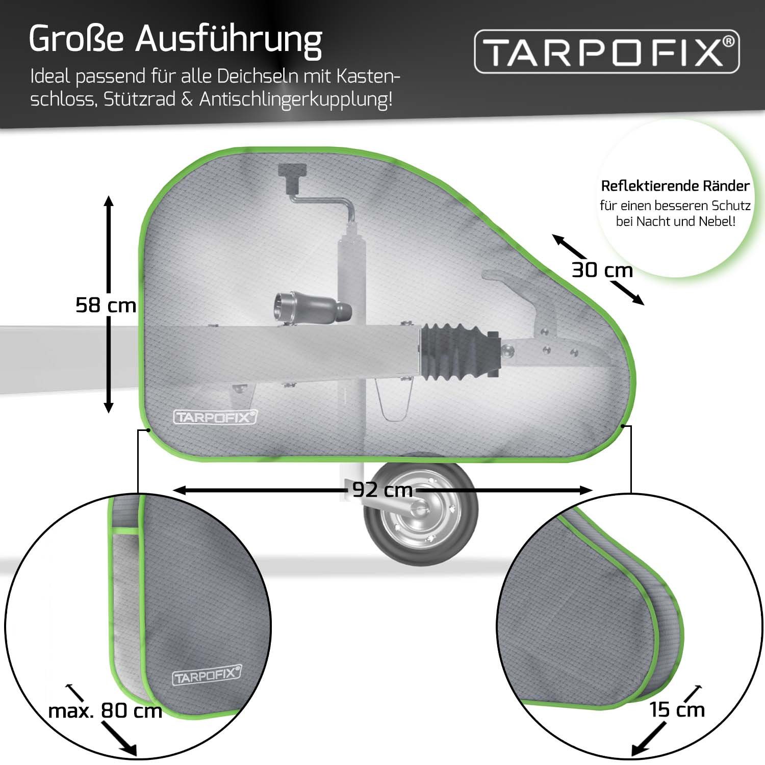 Tarpofix® Schutzplane Deichselabdeckung Anhänger 92x15x58 cm (Deichselhaube Wohnwagen), wasserdicht, UV-beständig – Bild 2 von 5