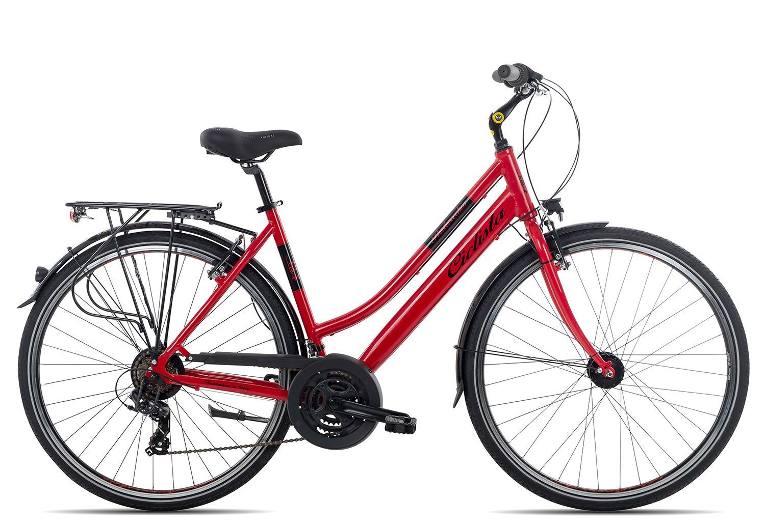 Ciclista Cityrad Ponte Vecchio Trapez, 21 Gang Shimano Tourney 21 Schaltwerk, Kettenschaltung, Damenrad Citybike rot/orange